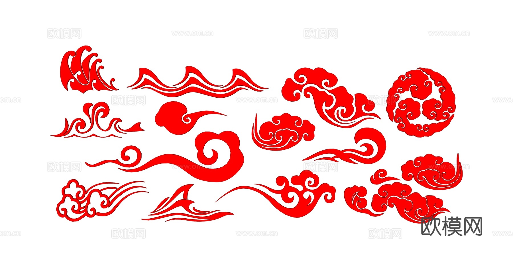 新中式祥云雕花su模型下载
