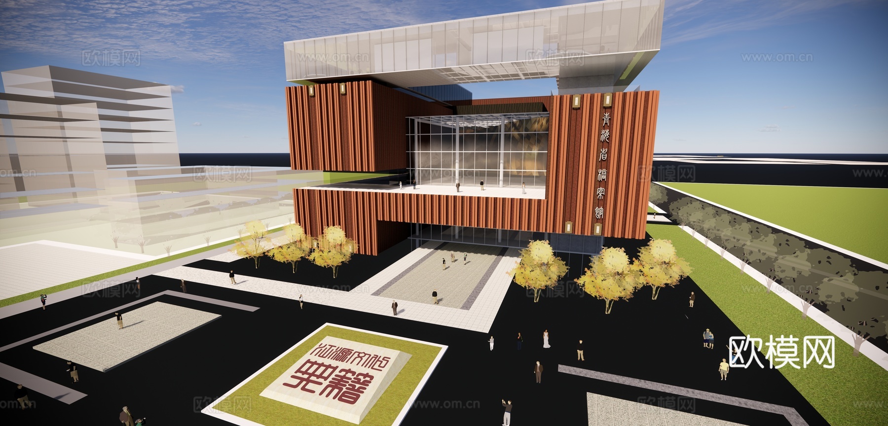 现代展览馆建筑外观su模型下载