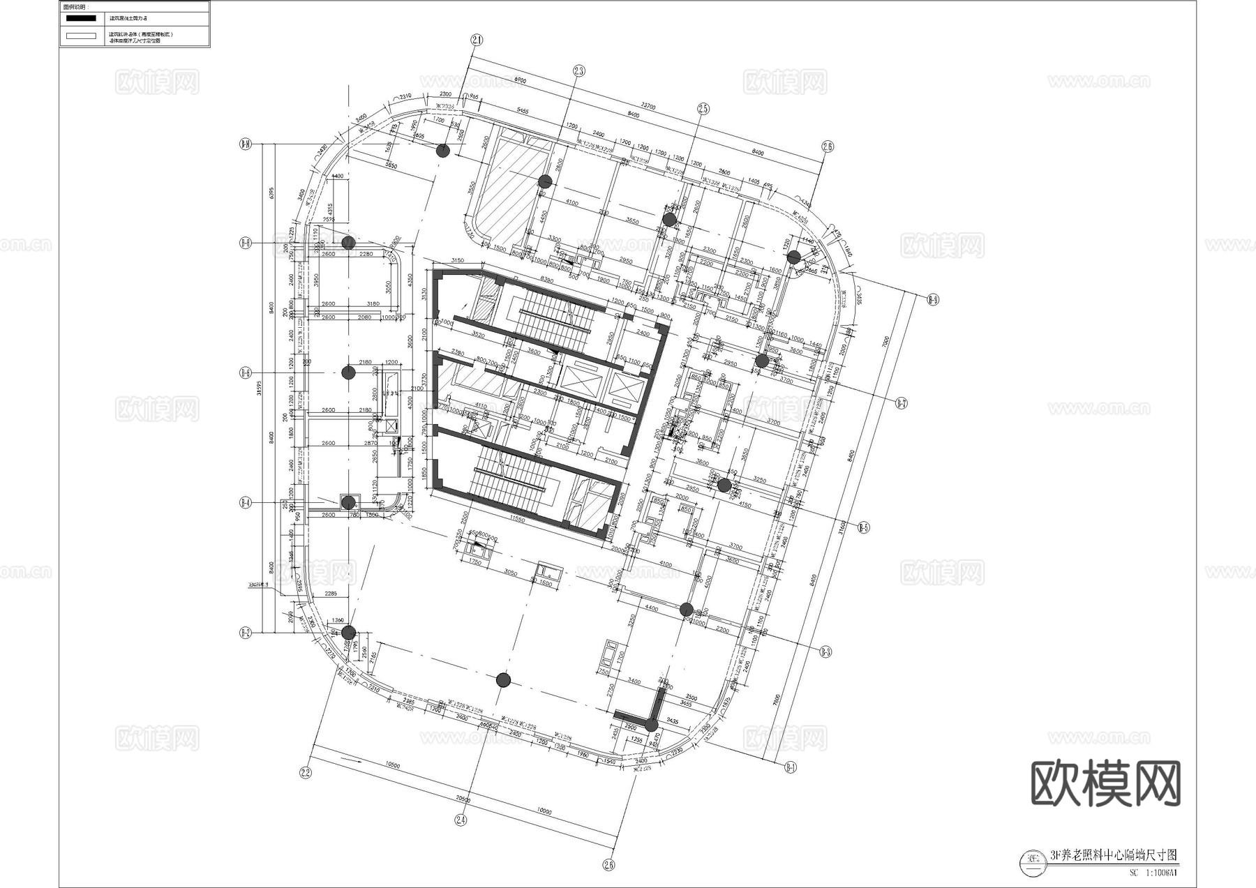 社区服务养老中心全套施工图cad施工图