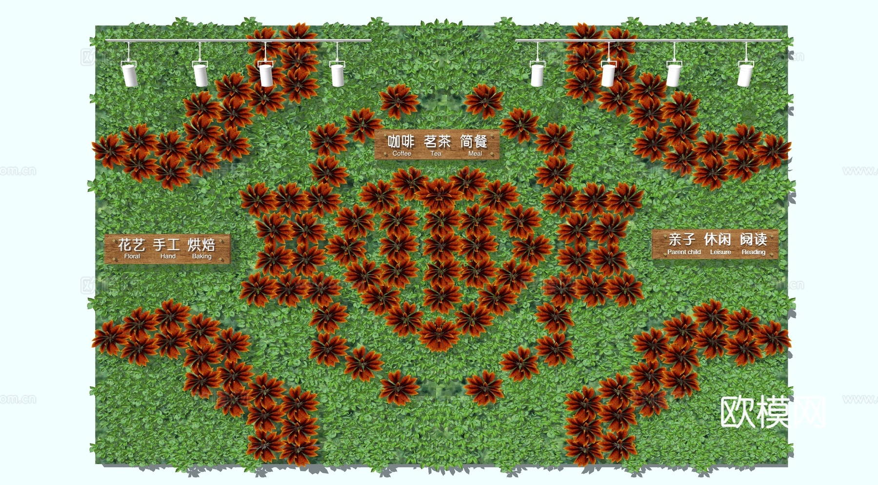 现代藤蔓植物墙su模型下载
