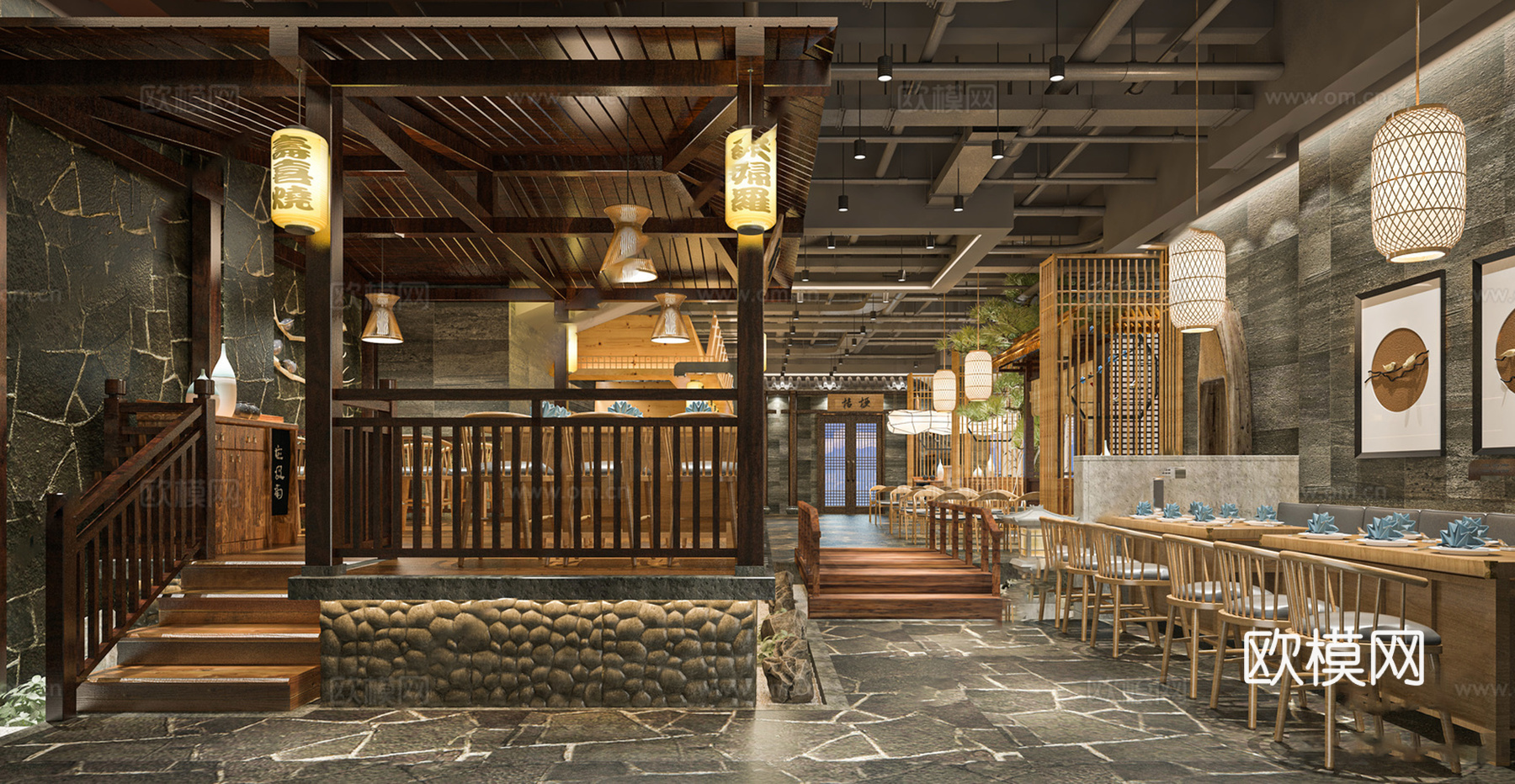 日式料理店su模型