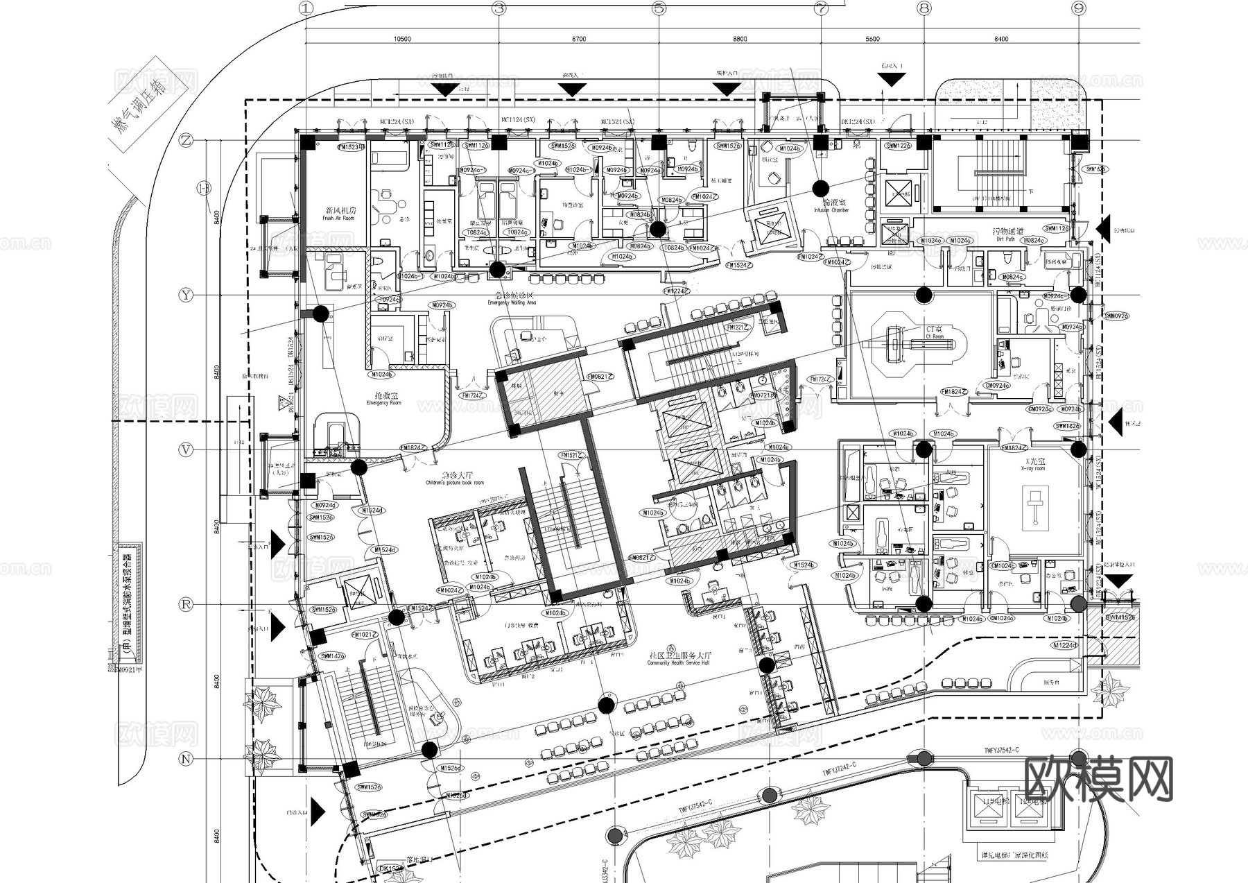 2023七层工装平面方案精品及平面施工图cad施工图
