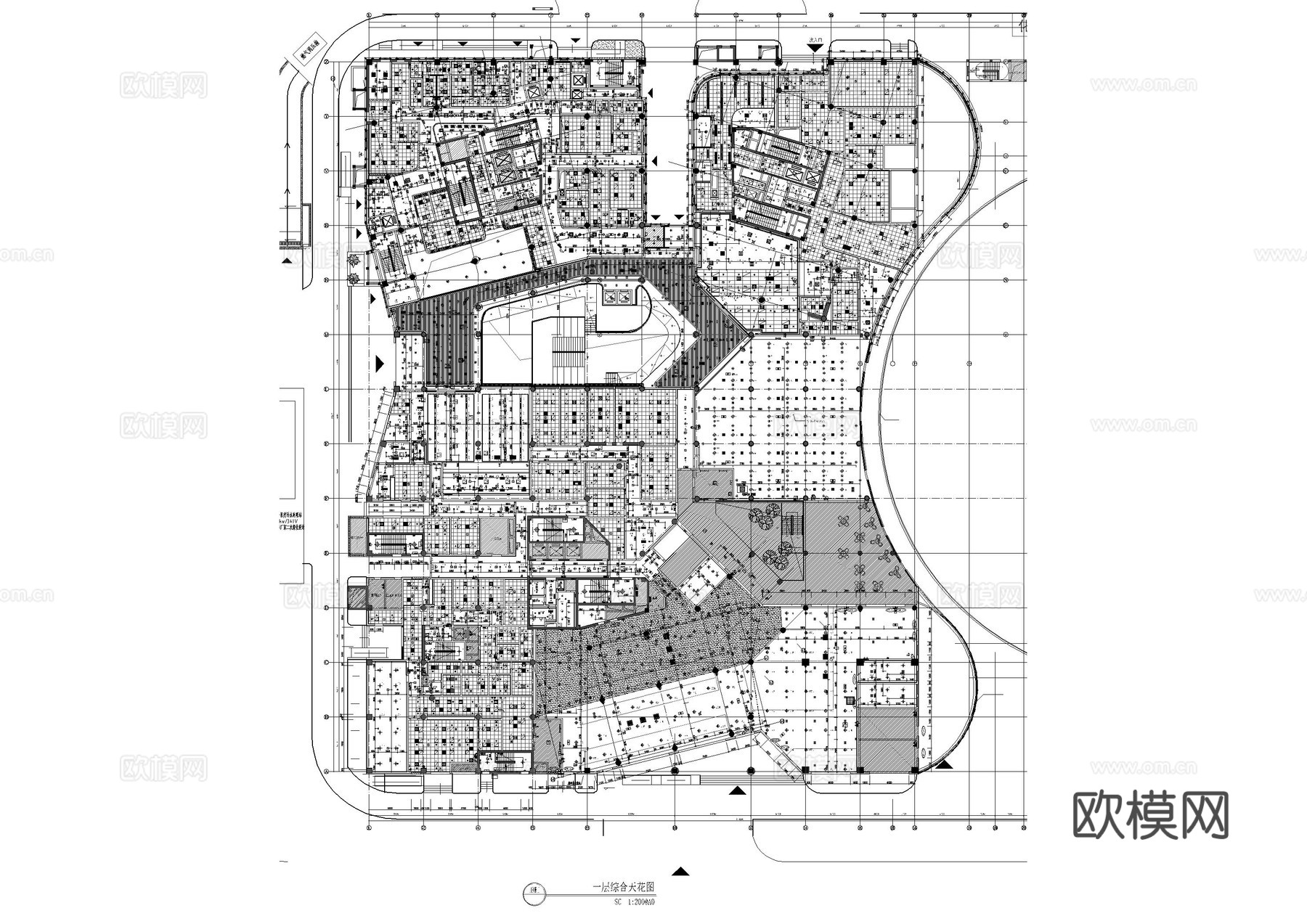 2023七层工装平面方案精品及平面施工图cad施工图