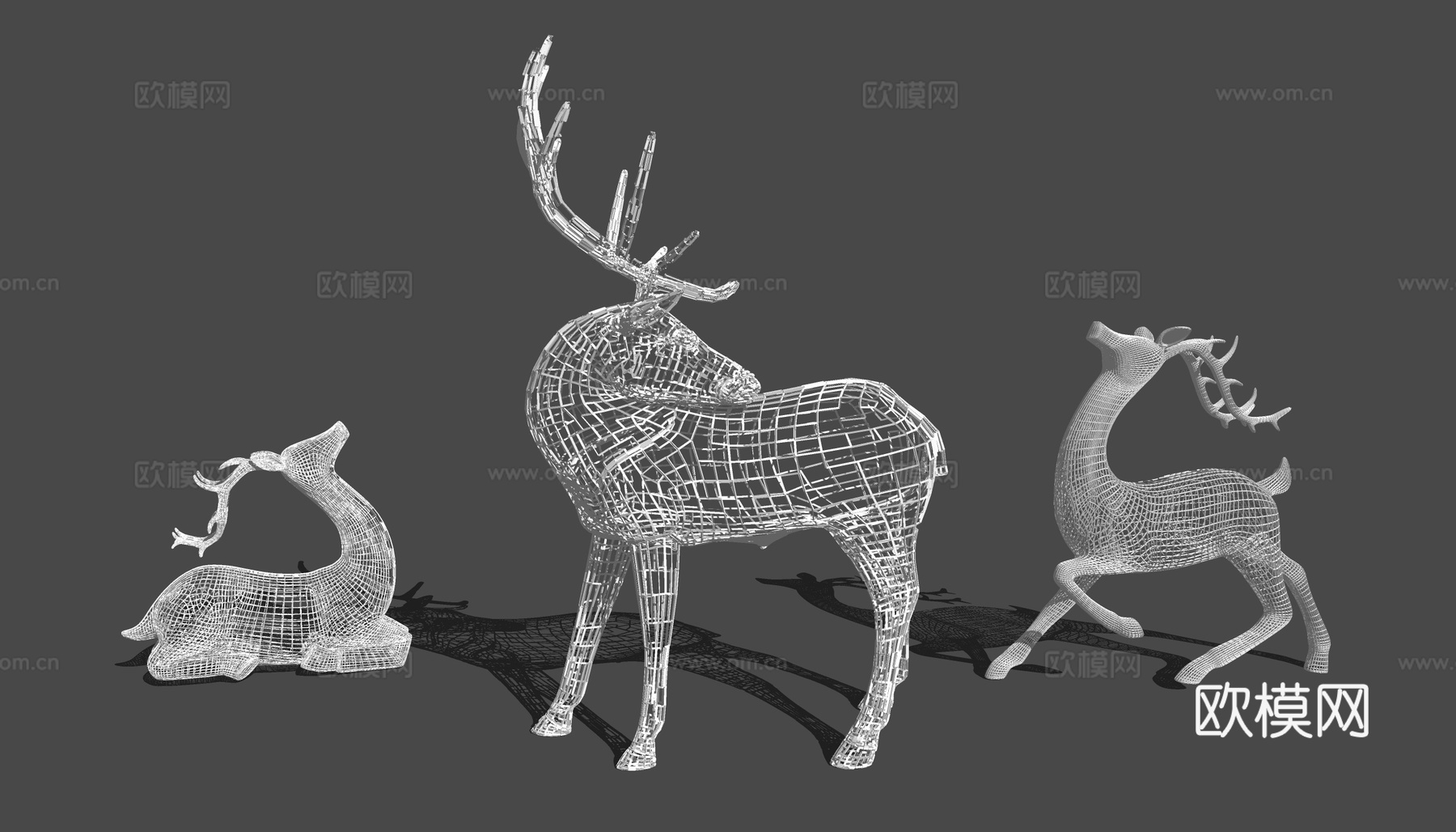 现代艺术品小鹿摆件su模型下载