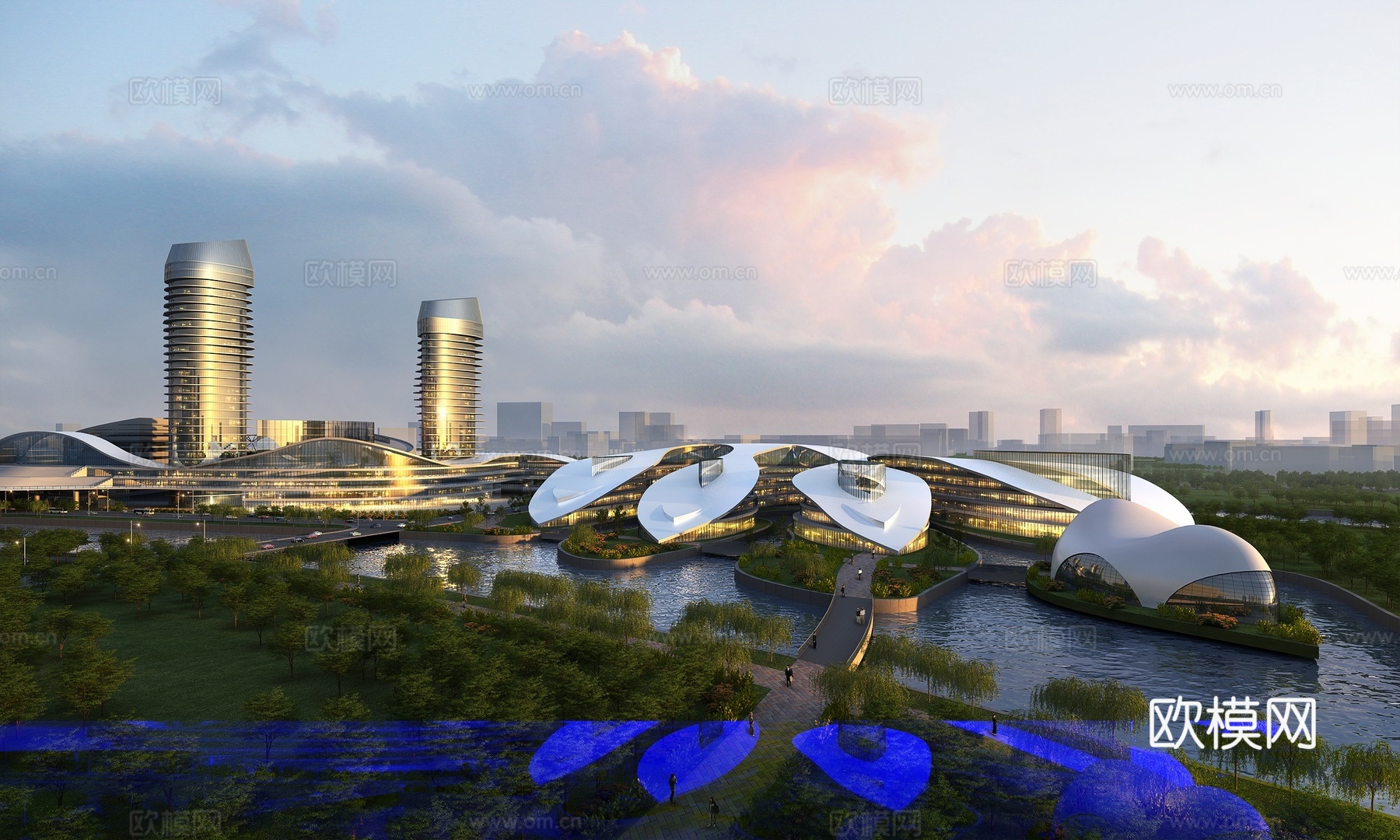 现代展厅中心外观su模型