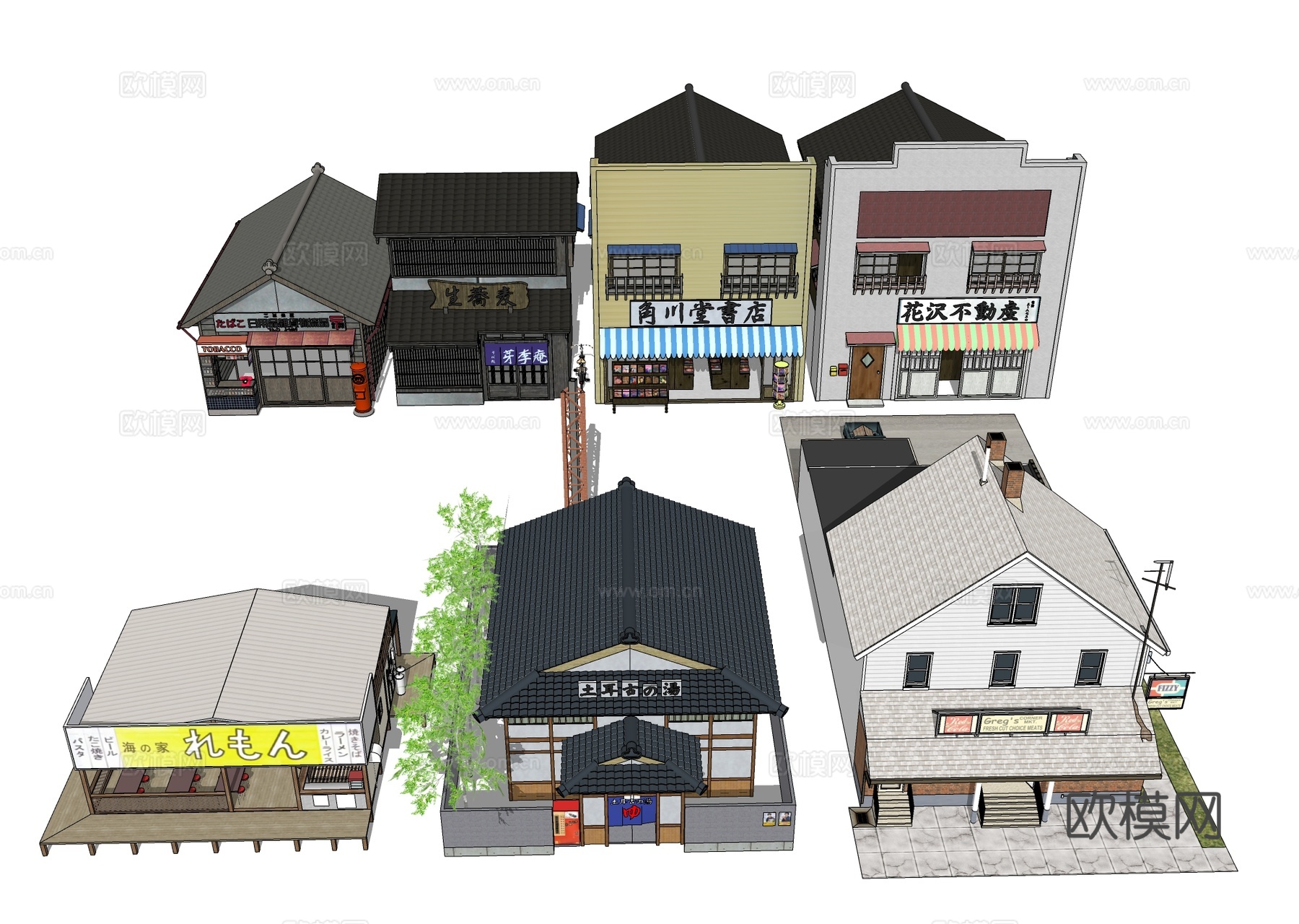 日式房屋 店铺店面su模型下载
