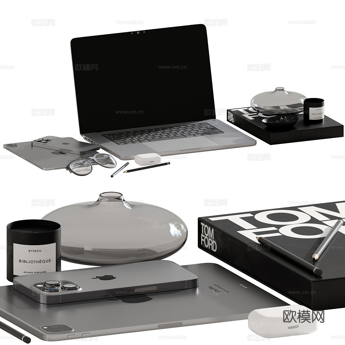 现代意式极简饰品摆件组合3d模型