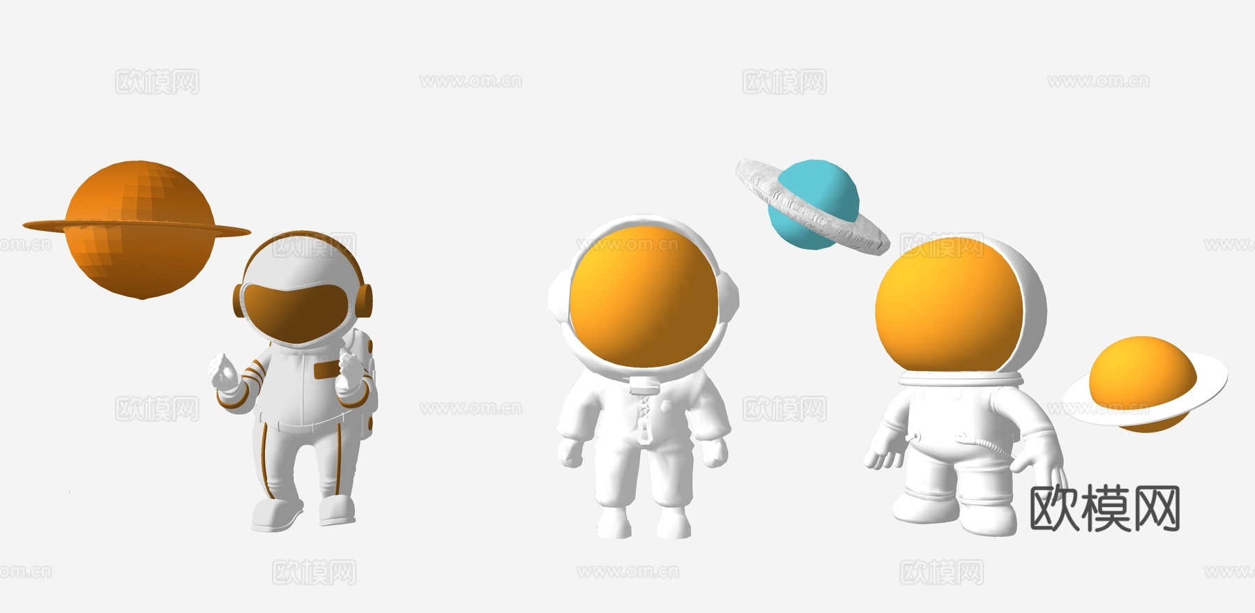 现代航天太空宇航员雕塑小品 星球 宇宙 装饰品小品su模型下载