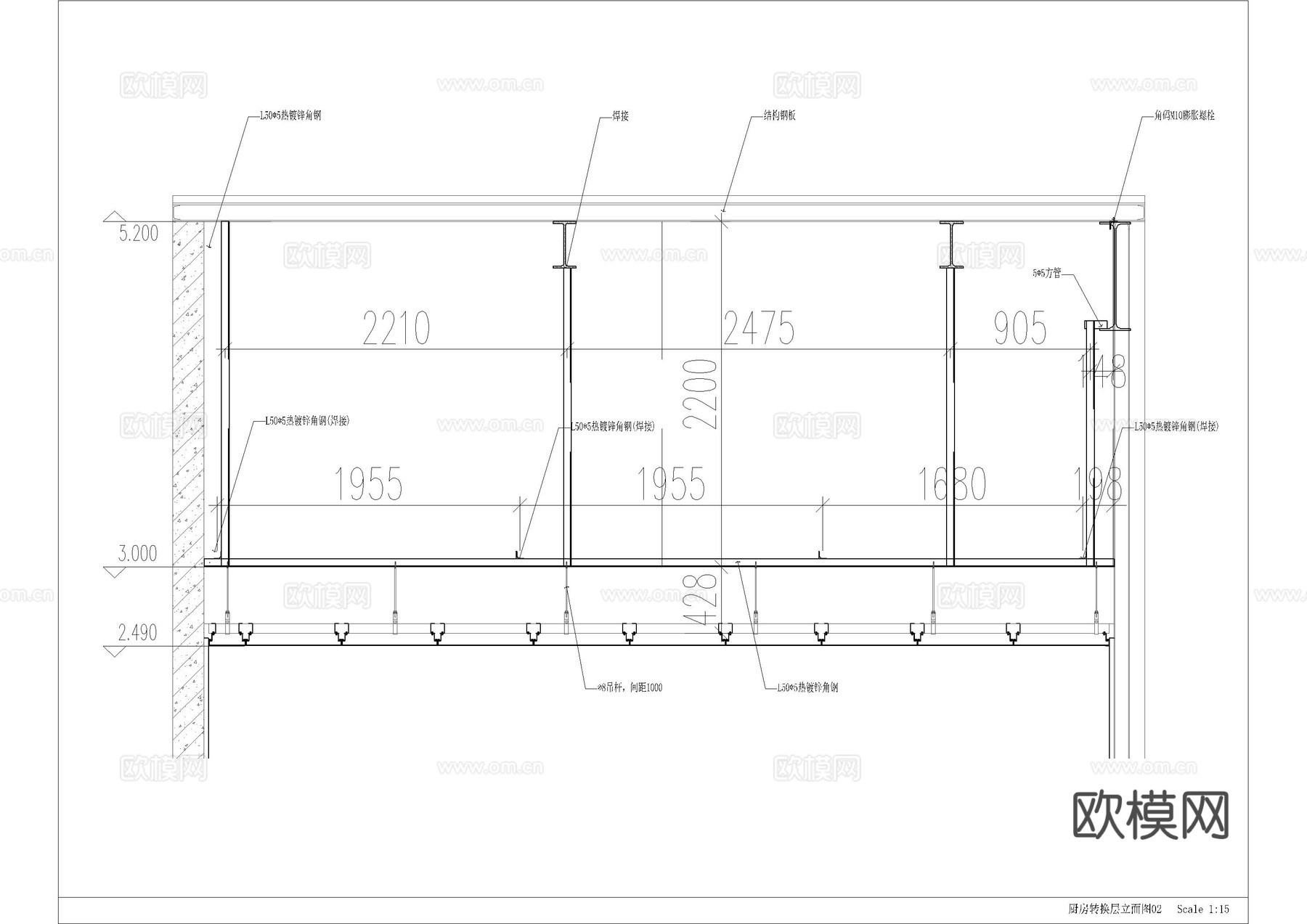 楼板钢架转换层图大样图cad施工图