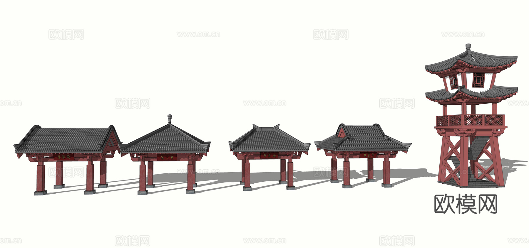 中式古建凉亭su模型下载
