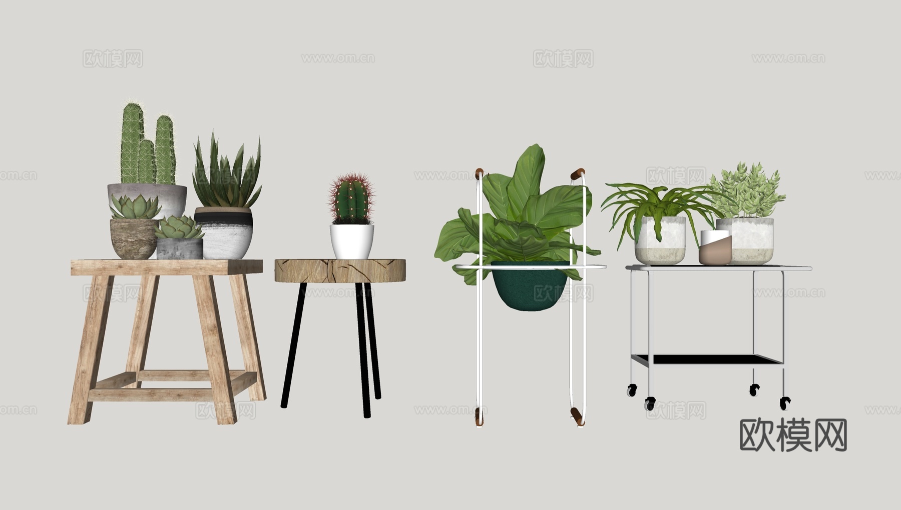 现代绿植盆栽su模型下载