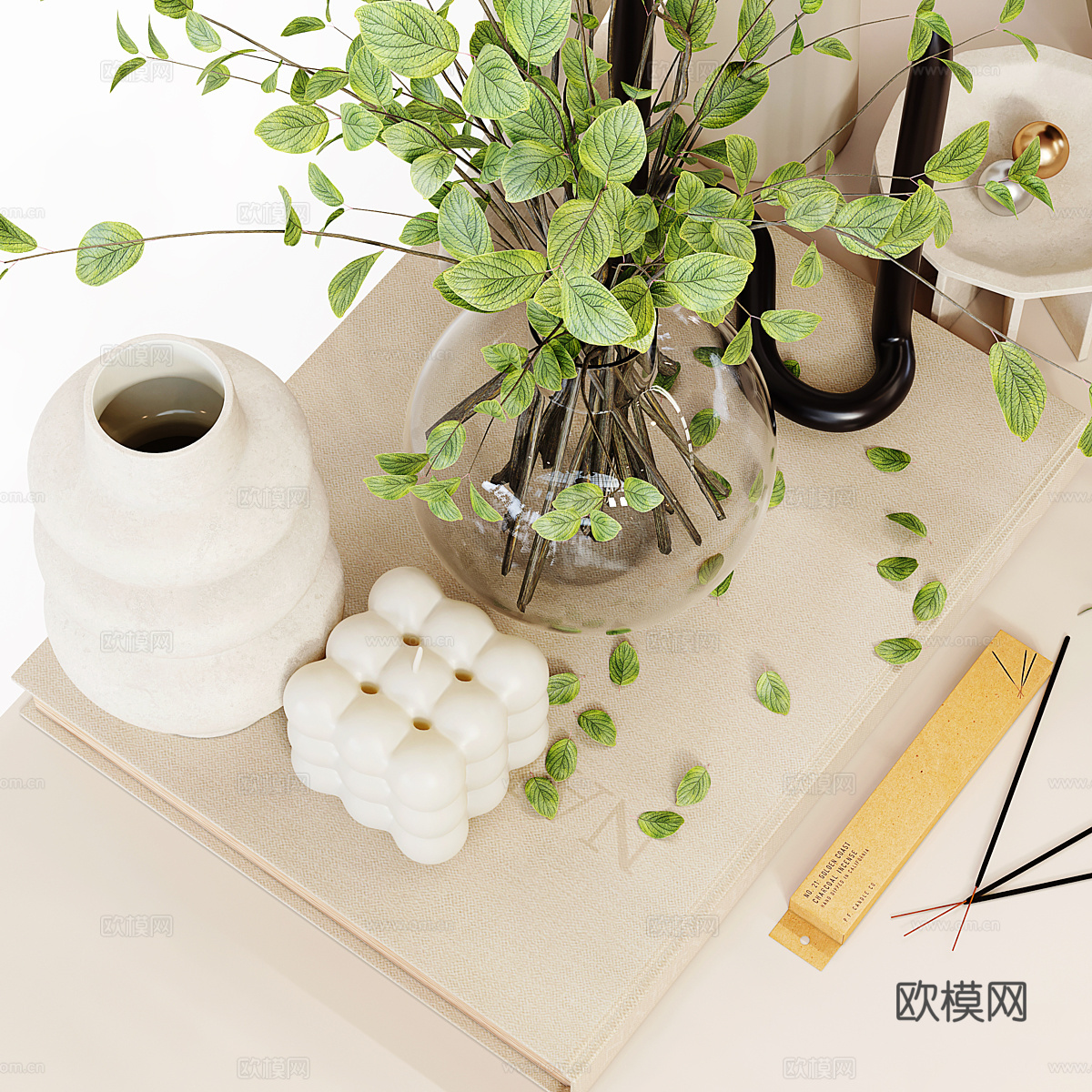 新中式侘寂饰品摆件组合3d模型