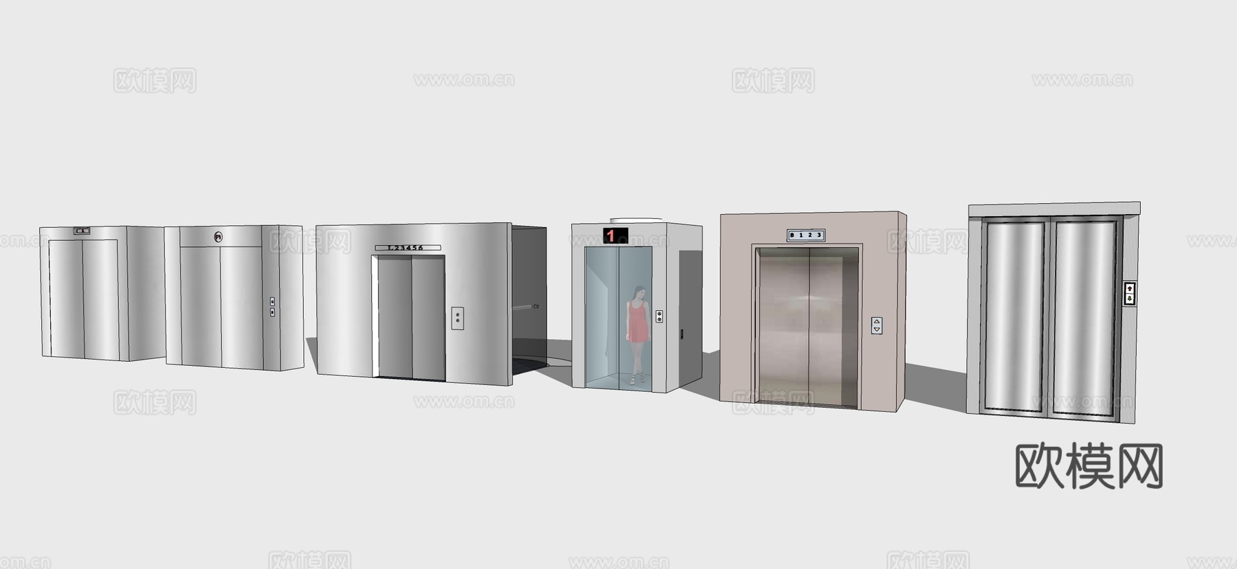 现代入户电梯 办公电梯su模型下载