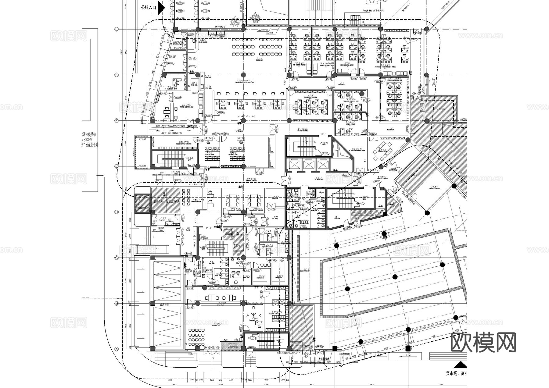 2023七层工装平面方案精品及平面施工图cad施工图