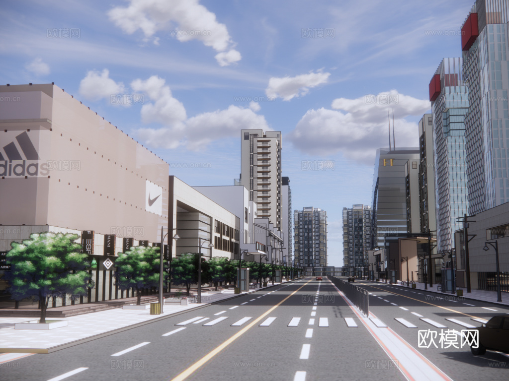 现代沿街商业建筑su模型下载
