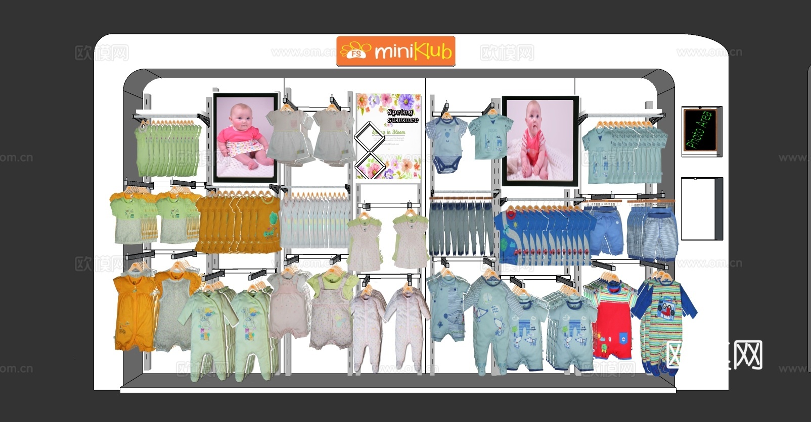 现代儿童服装专柜展示柜su模型下载
