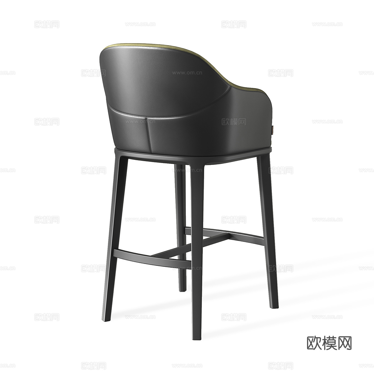 现代意式布艺皮革吧台椅3d模型