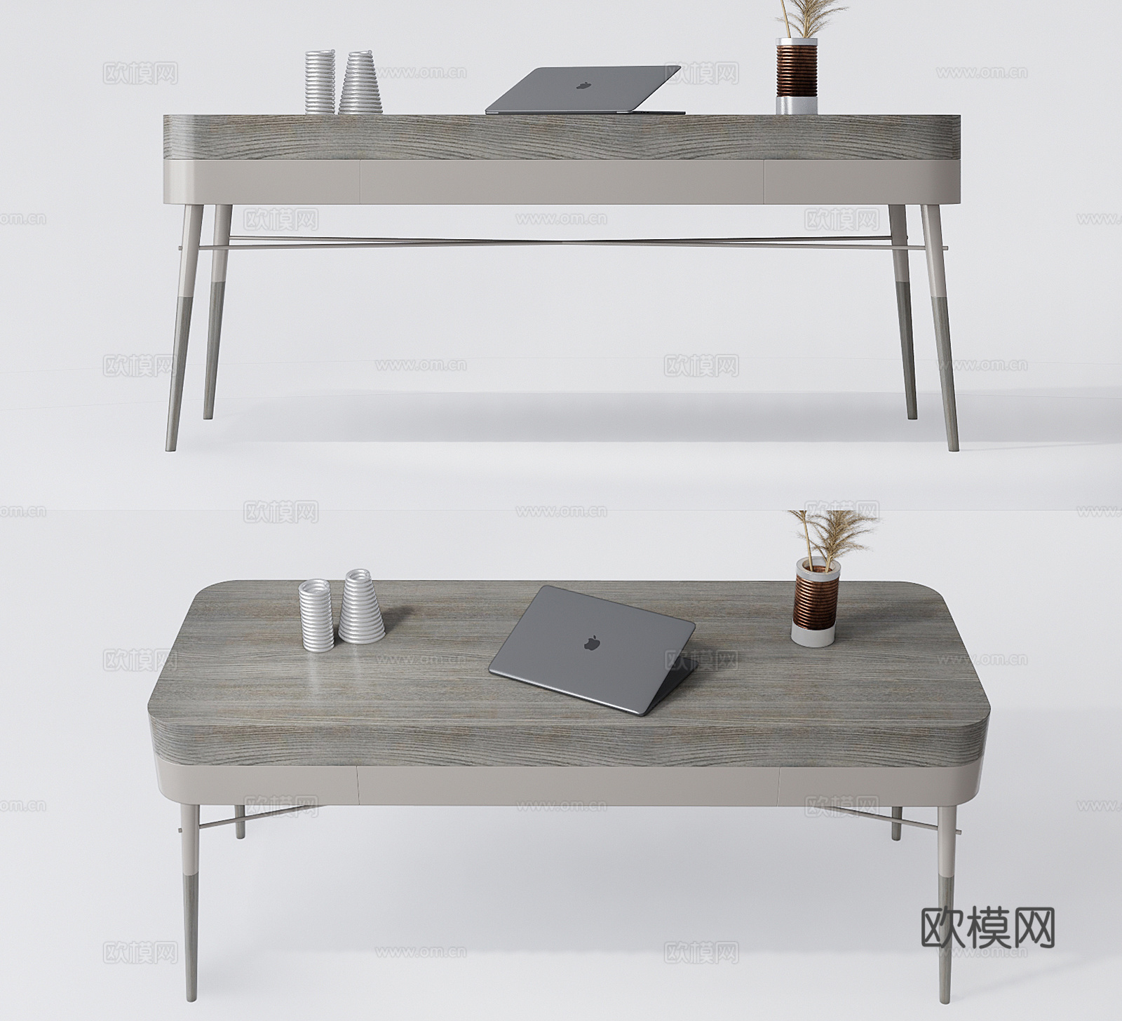 现代书桌su模型下载
