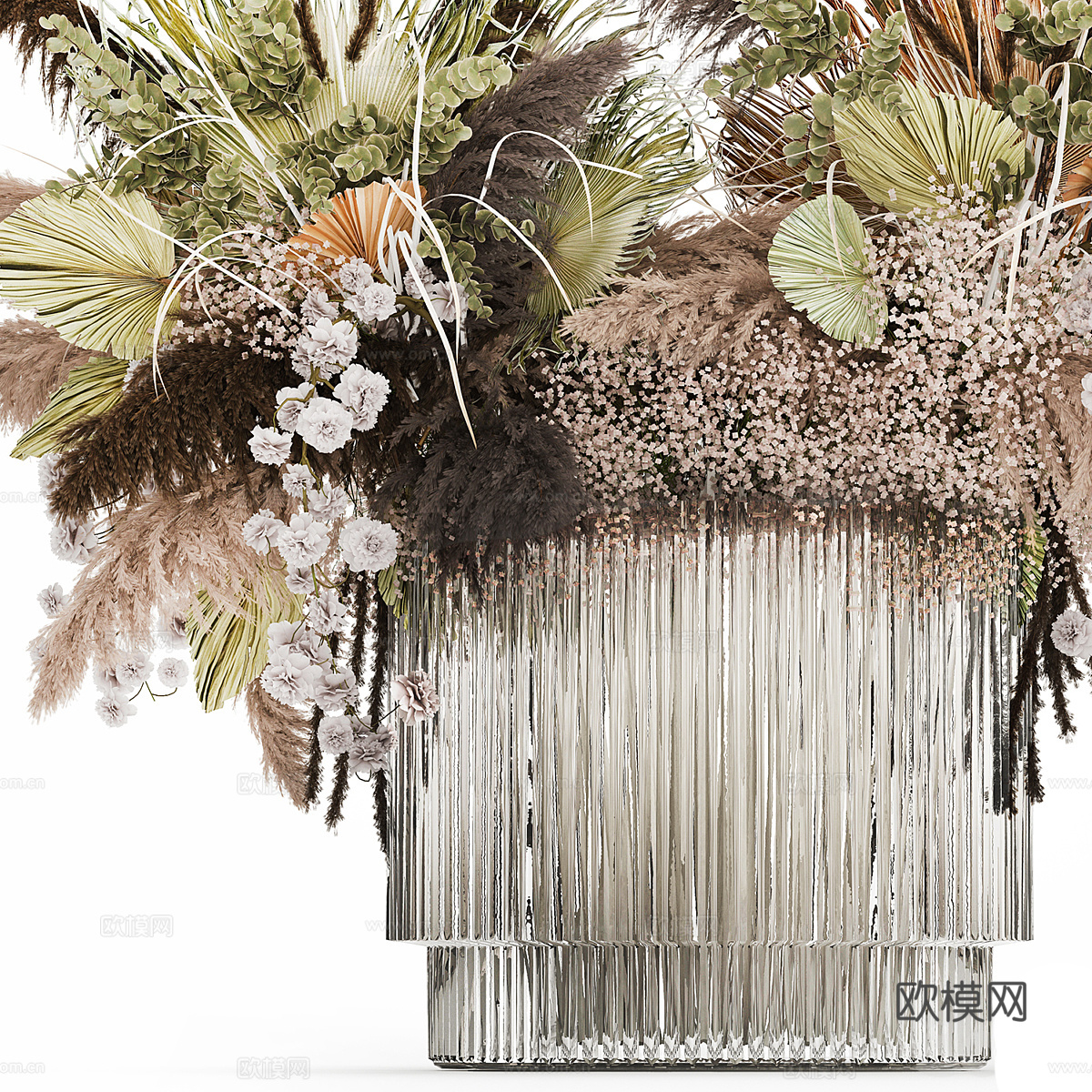 现代玻璃花瓶花艺3d模型