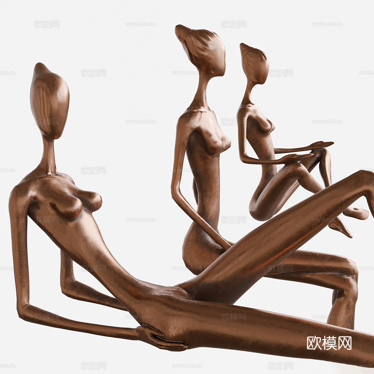 现代意式轻奢青铜雕像3d模型