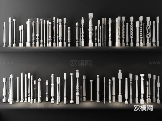 简欧栏杆护栏su模型下载