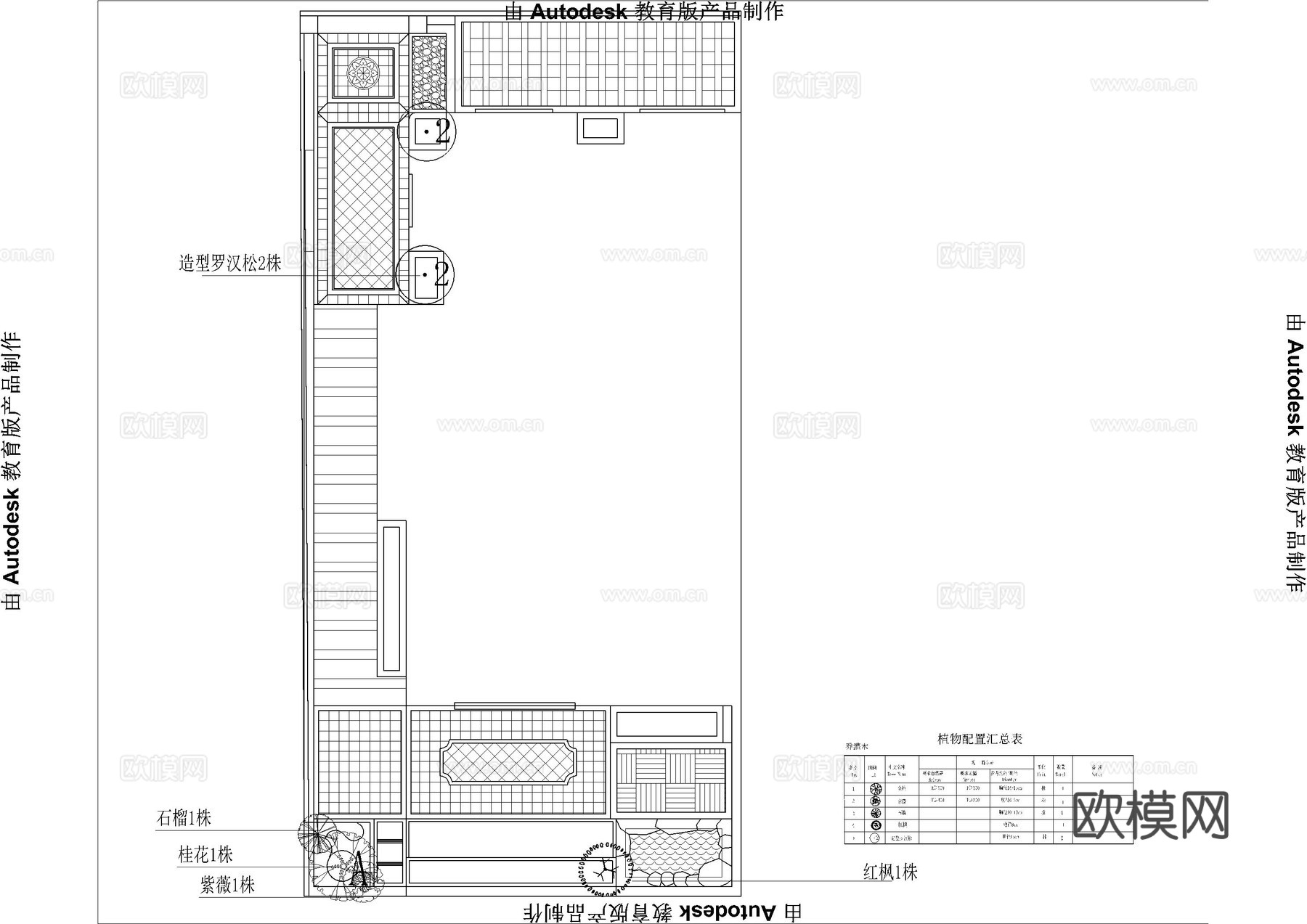 庭院植物平面图cad施工图