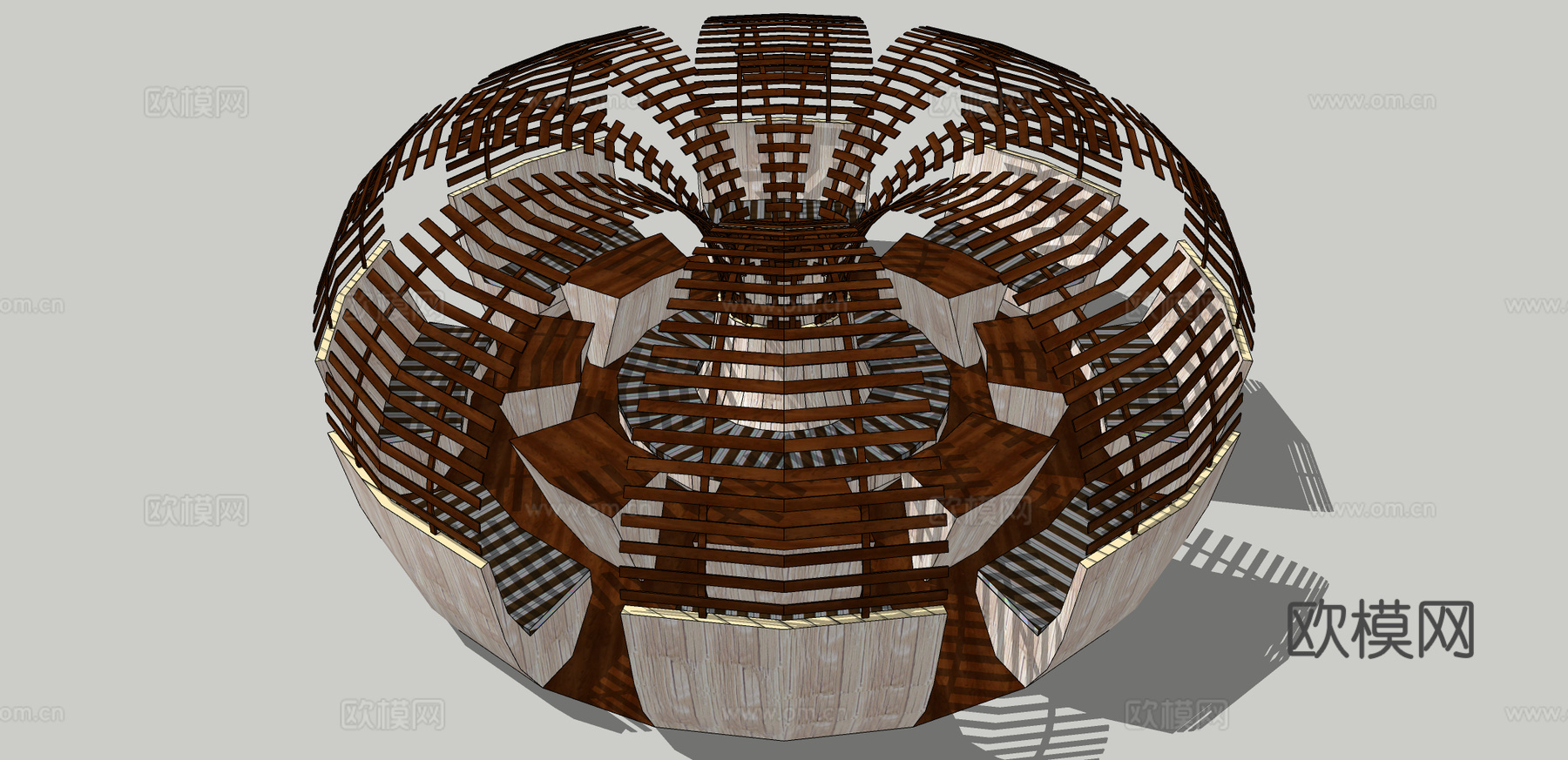 现代创意坐凳公用椅su模型下载下载（渲染图2）