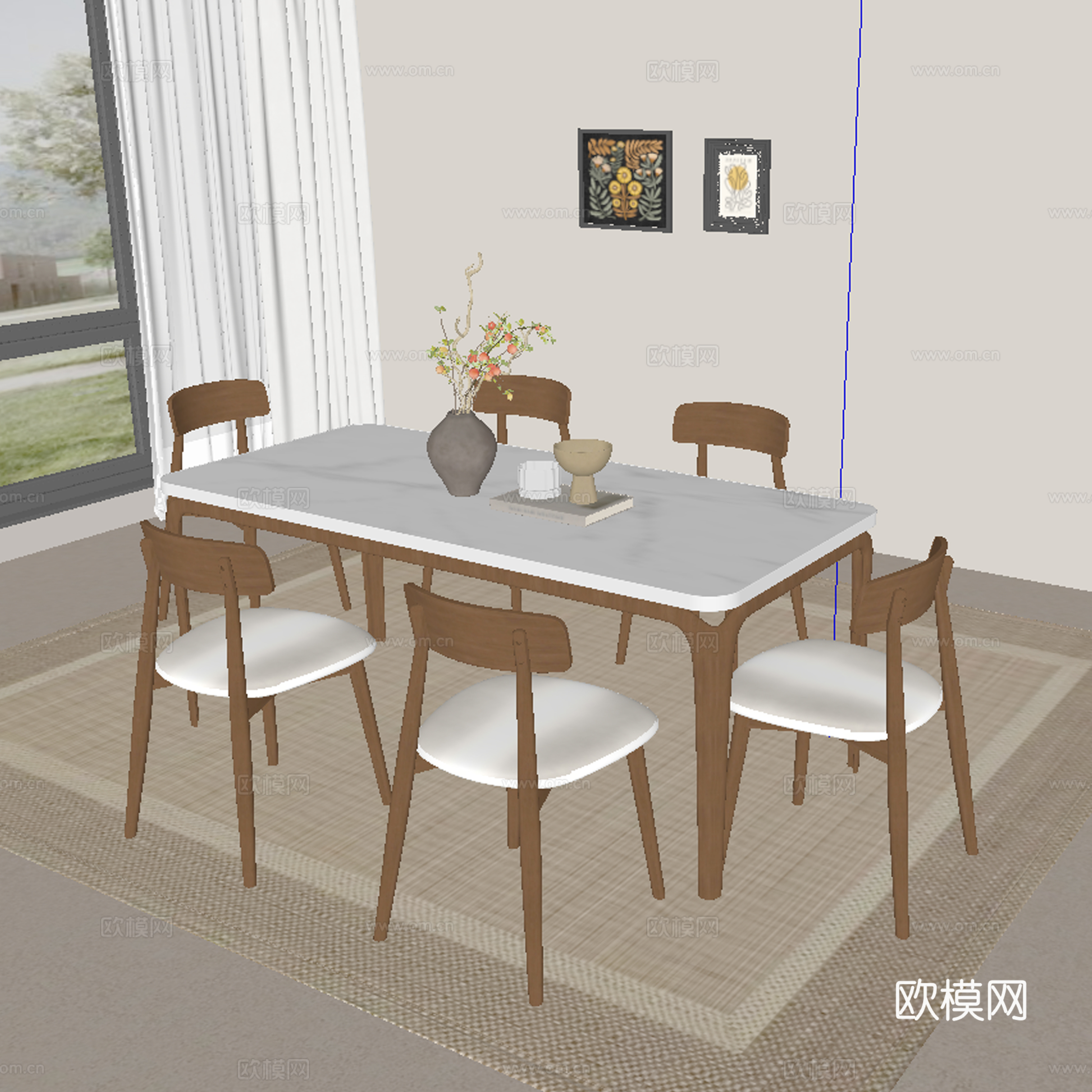 现代餐桌椅su模型