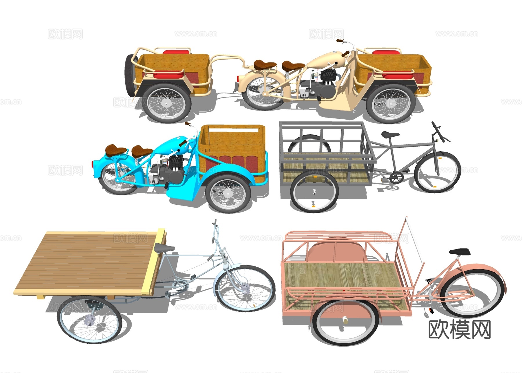 电动三轮车 三轮自行车su模型下载