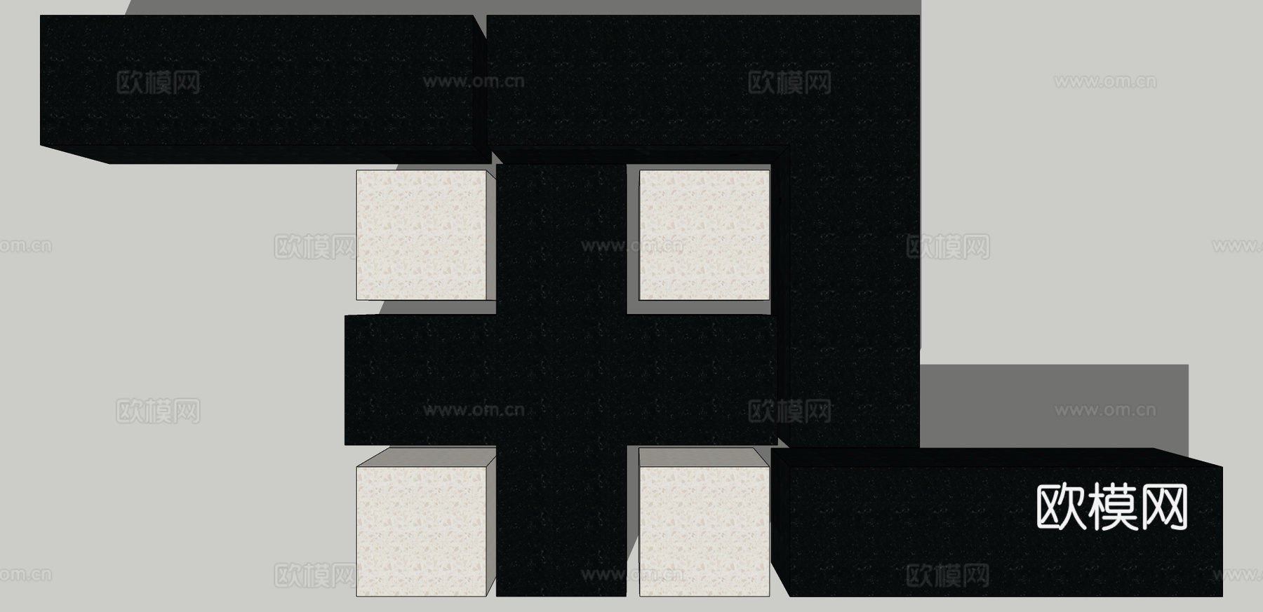 现代创意坐凳公用椅su模型下载