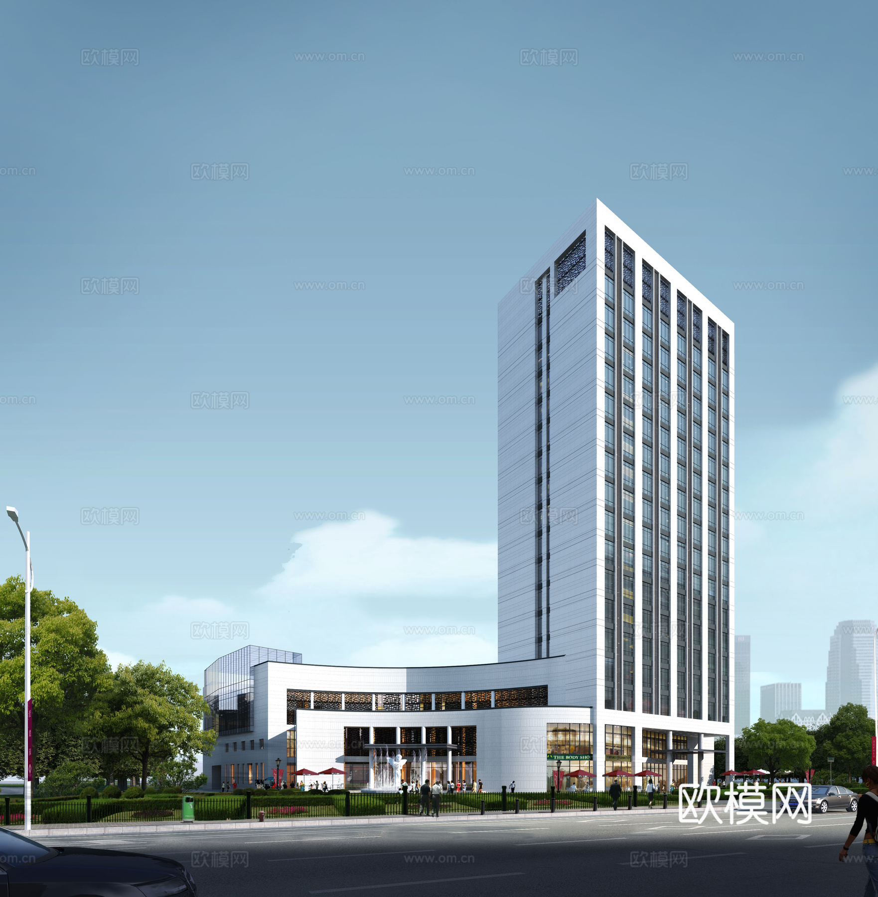 现代商业楼建筑外观su模型下载