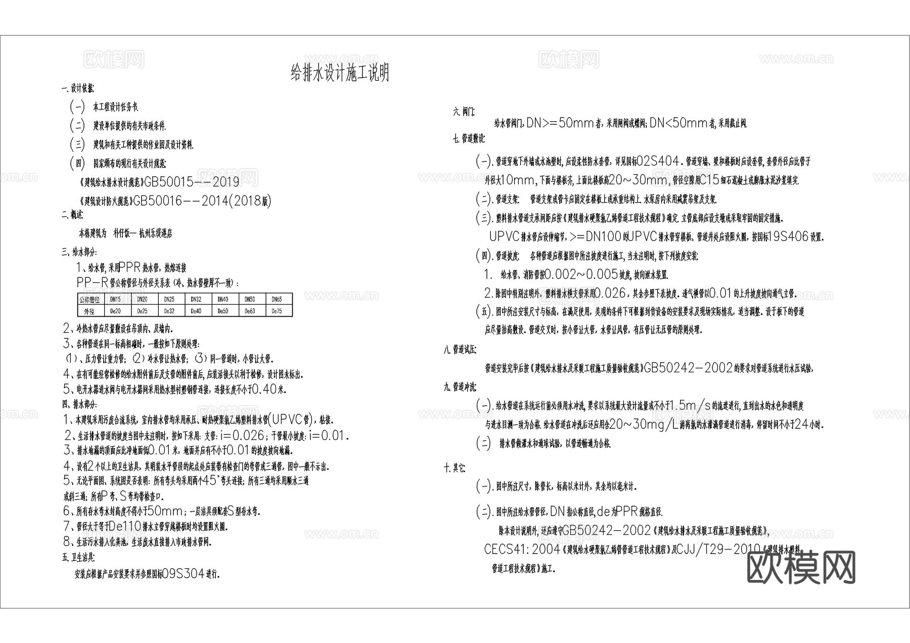 快餐电气给排水设计说明图库cad施工图