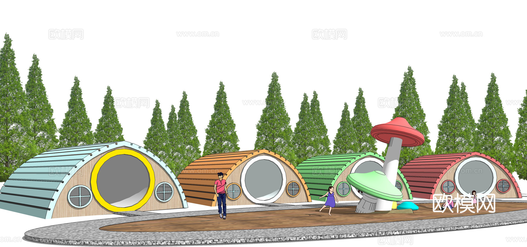 现代蘑菇屋su模型下载
