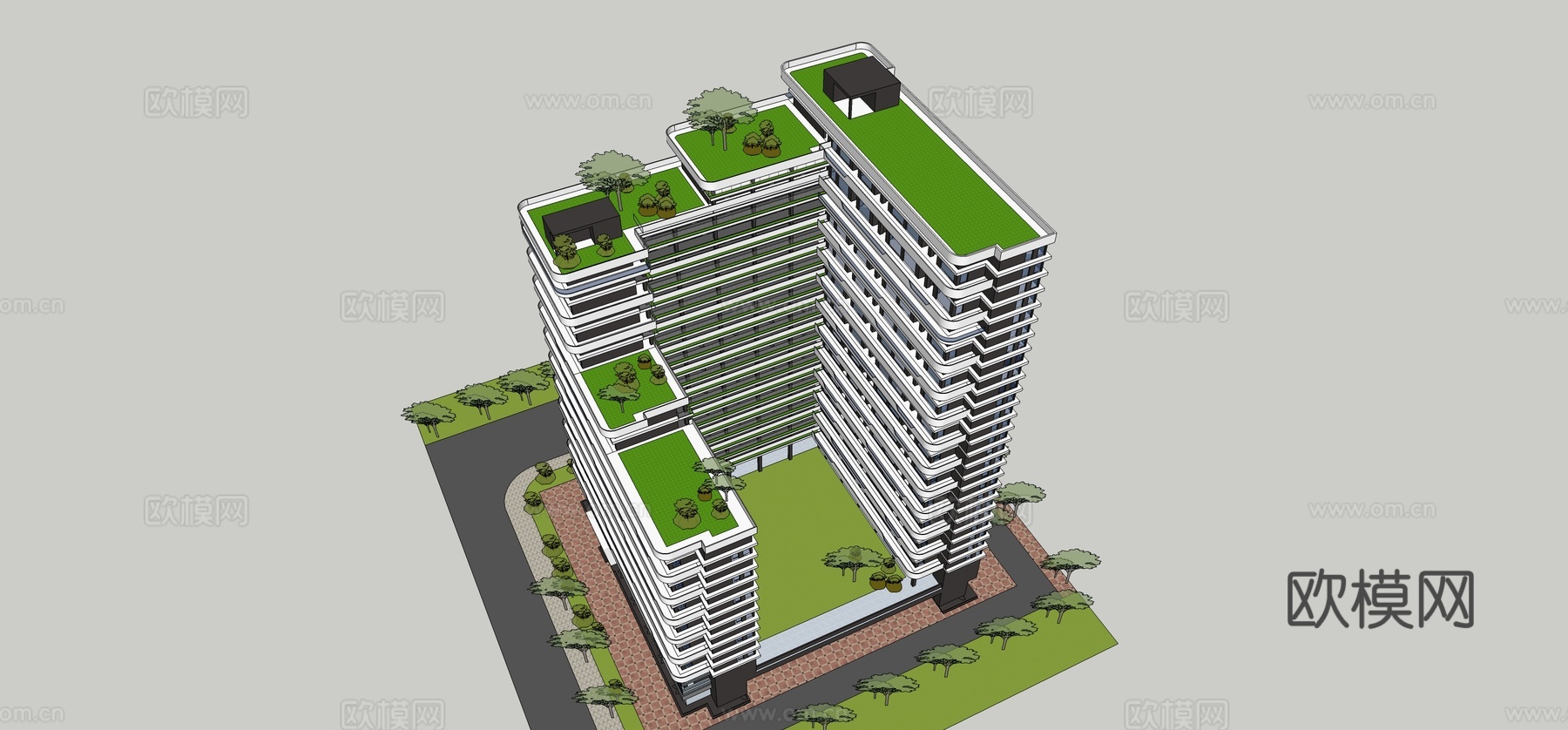 现代办公楼建筑外观su模型下载