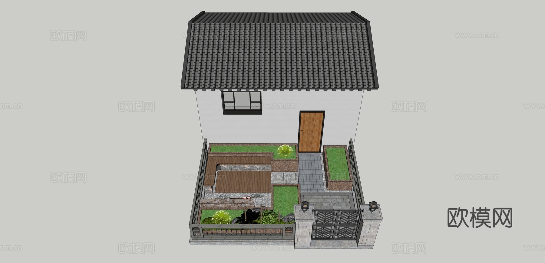 乡村景观花园su模型下载