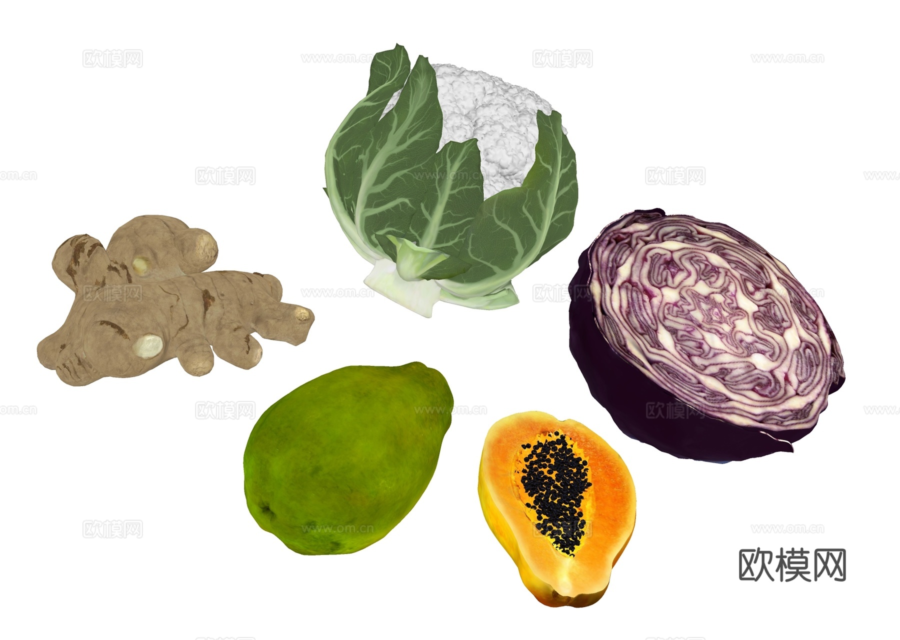 木瓜生姜 花菜紫甘蓝su模型下载
