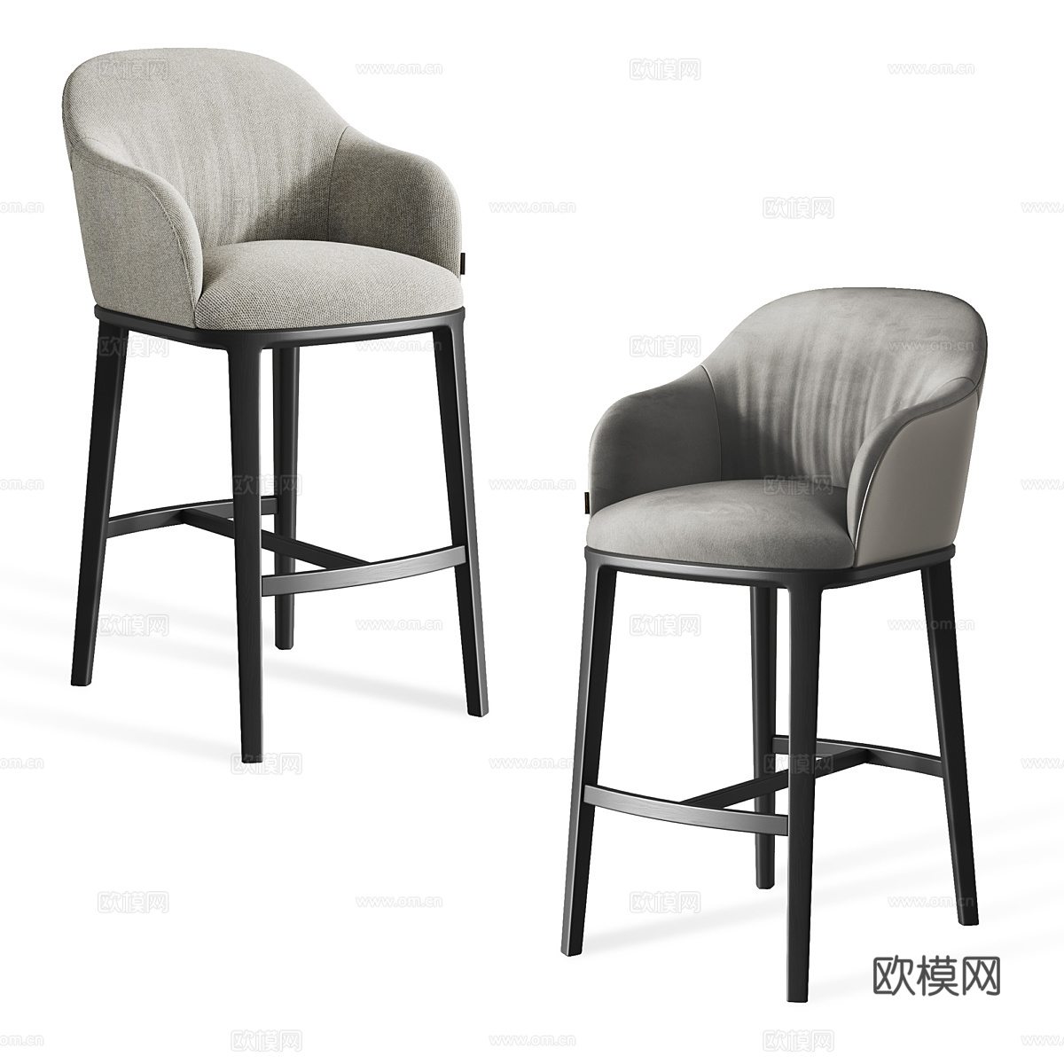 现代意式布艺皮革吧台椅3d模型