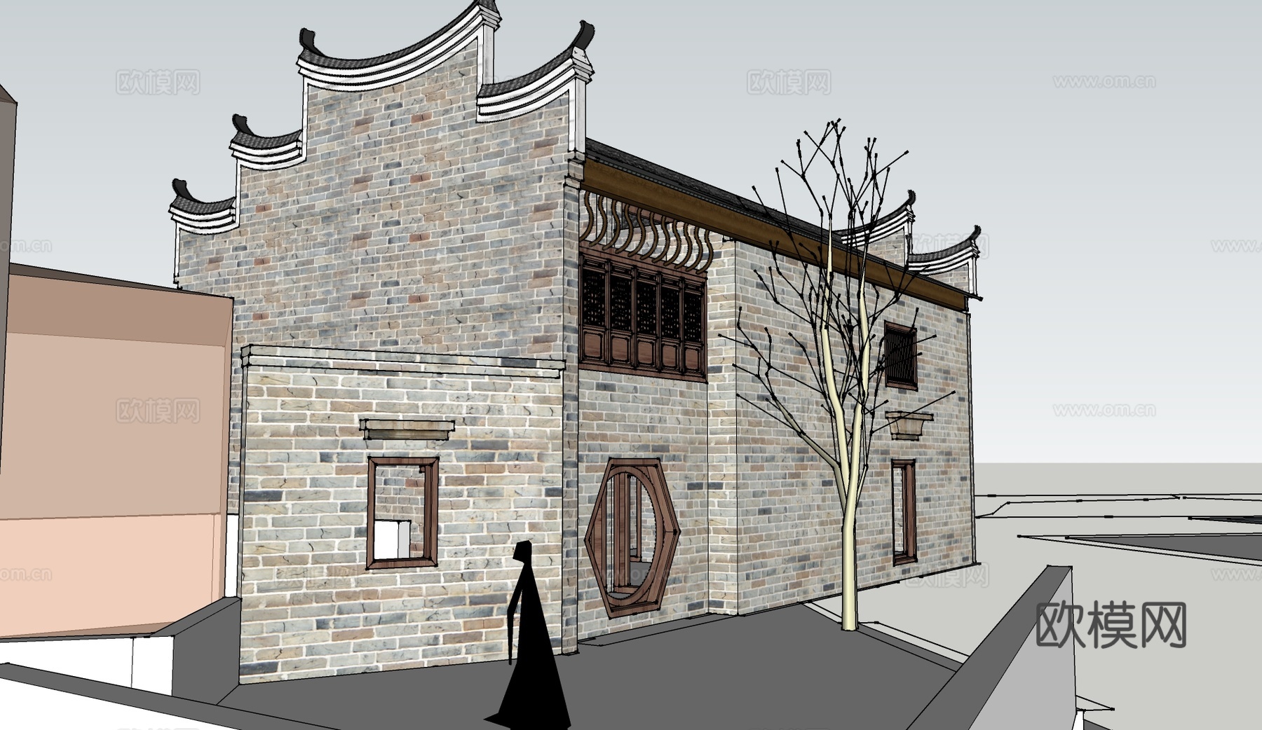 中式古建民居su模型下载