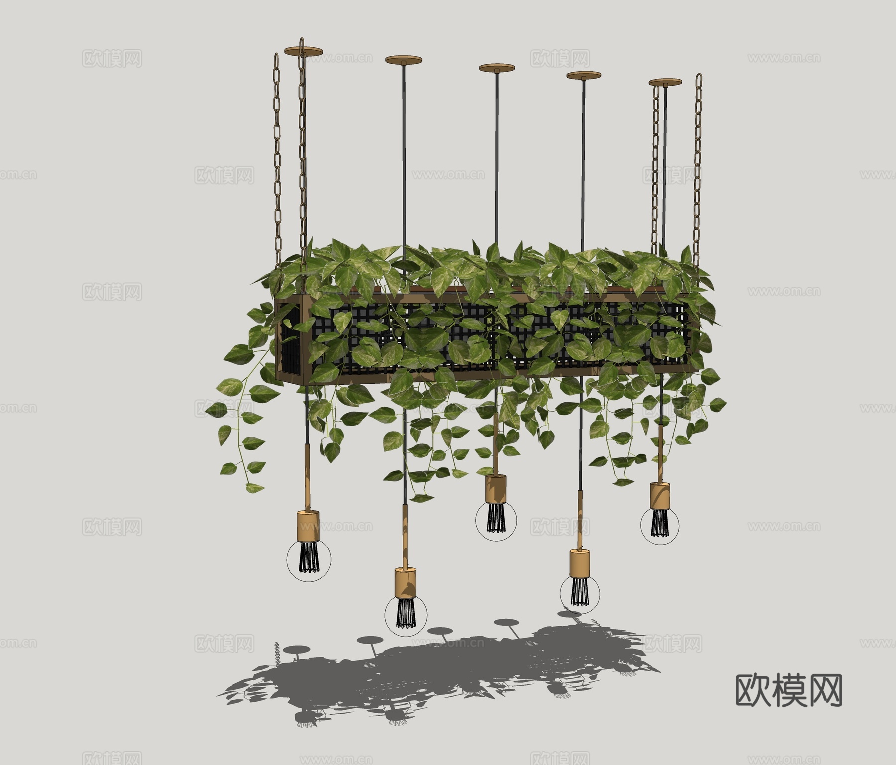 工业风树叶装饰吊灯su模型下载