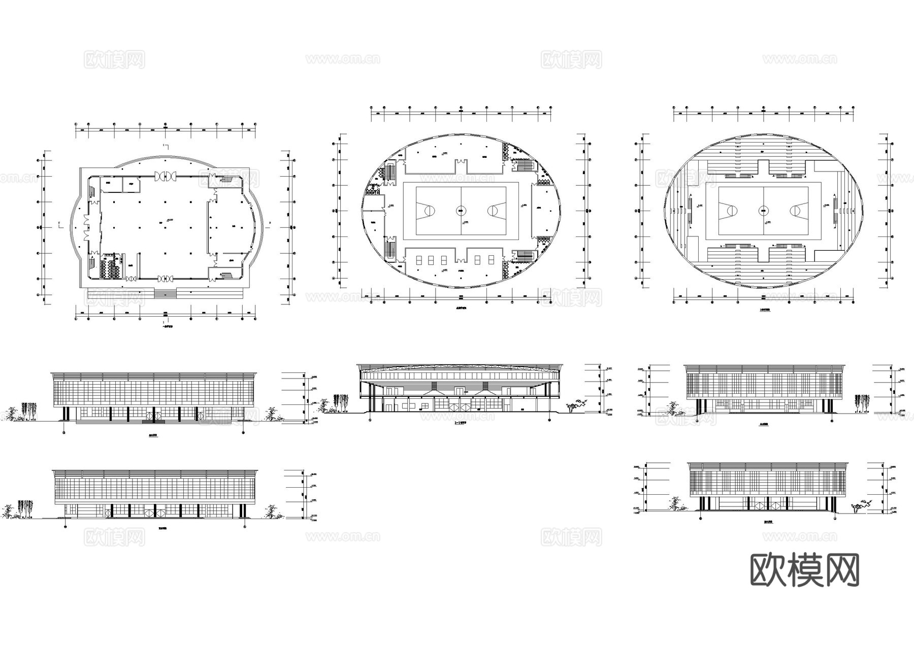 篮球场建筑施工图cad施工图