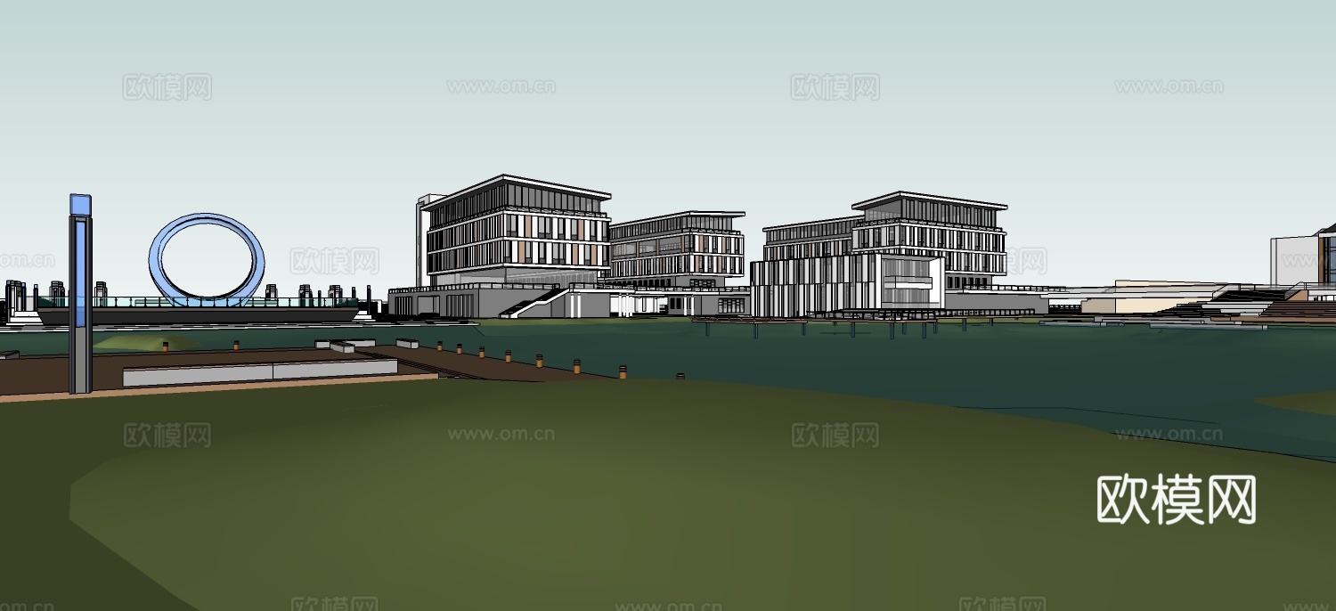 新中式学校su模型下载