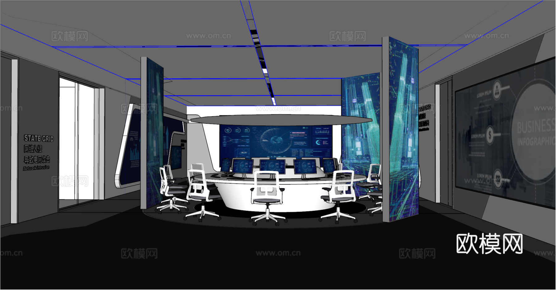 现代科技展厅su模型下载