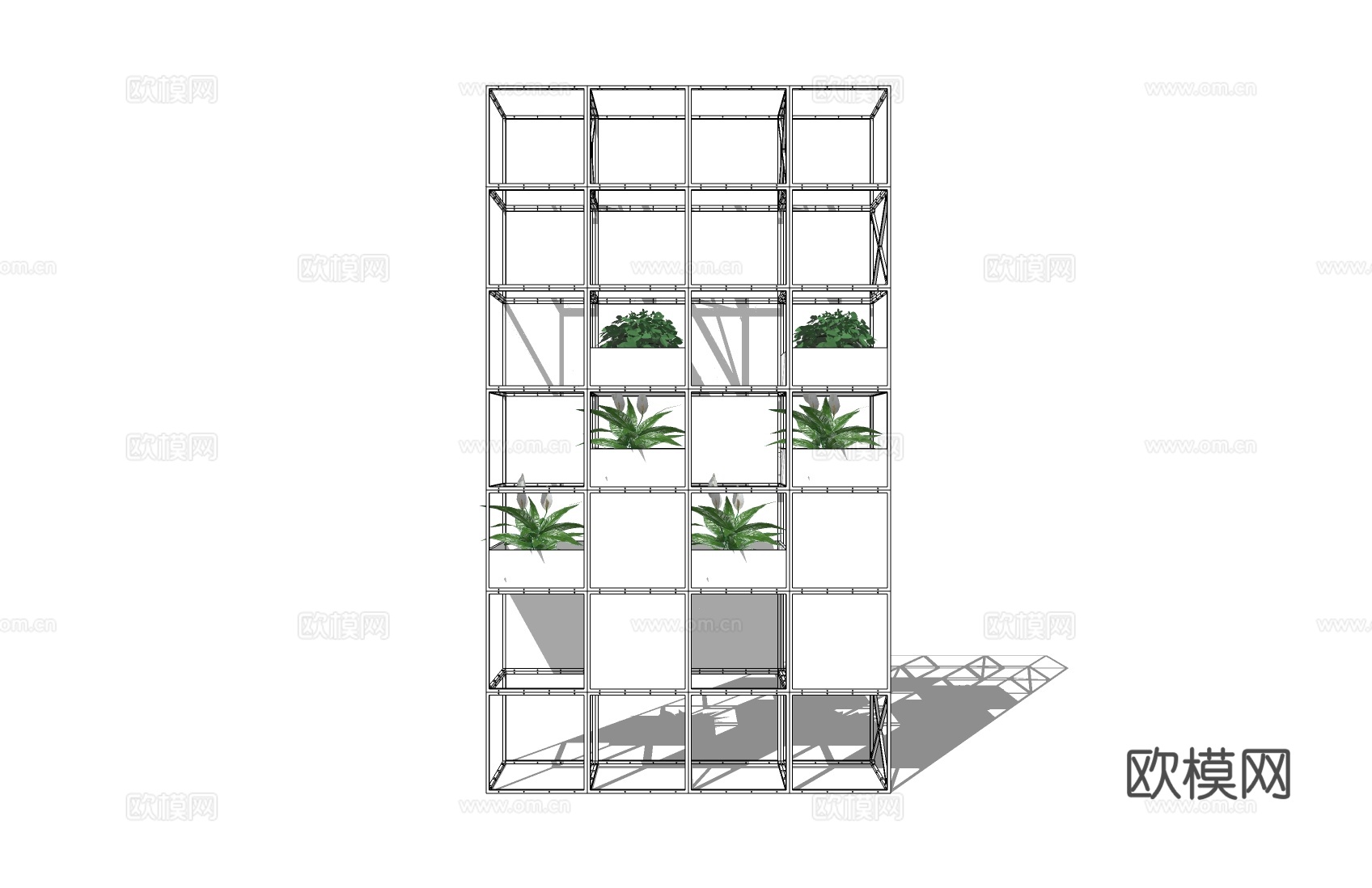 现代置物架装饰架su模型下载
