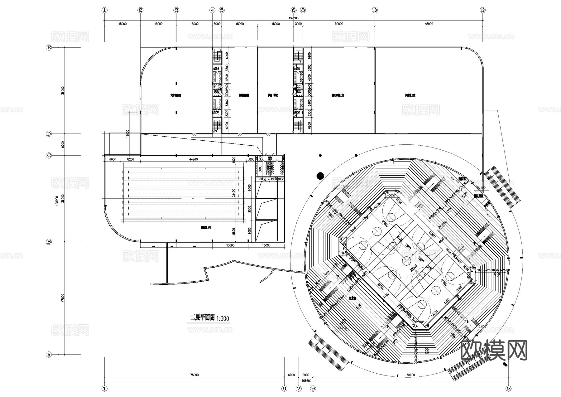 篮球场运动场馆平面方案cad施工图