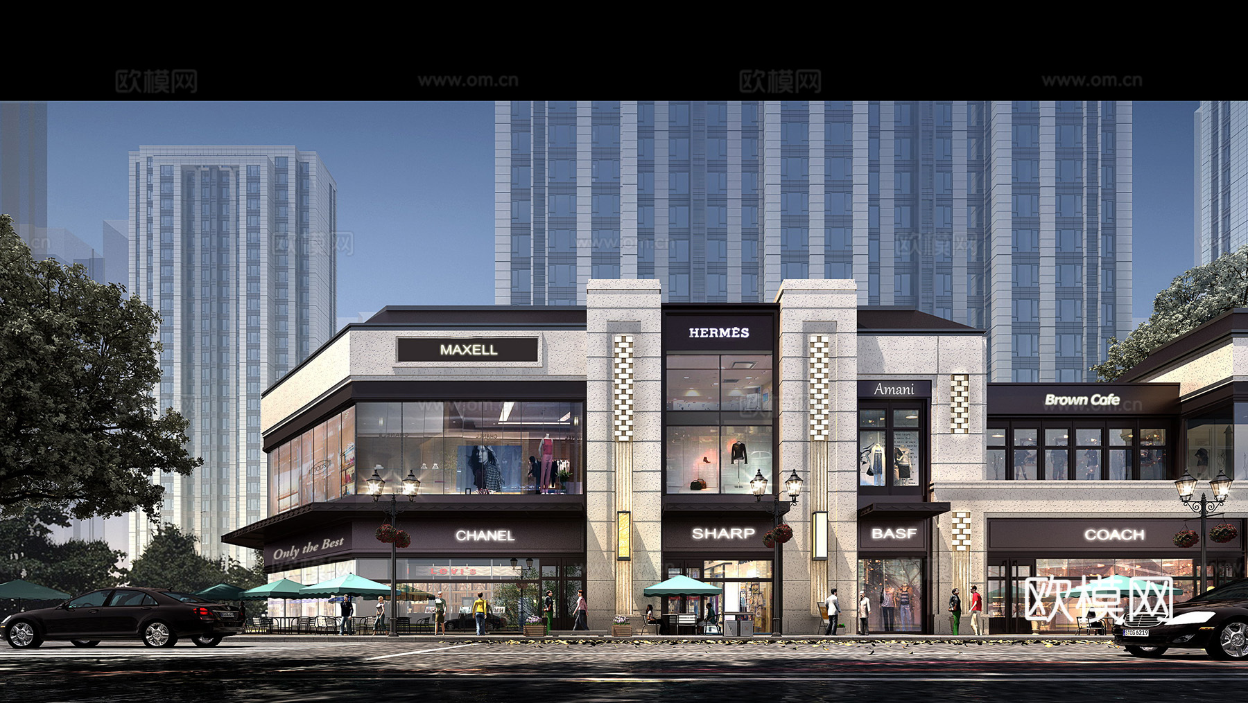 现代沿街商业建筑su模型下载