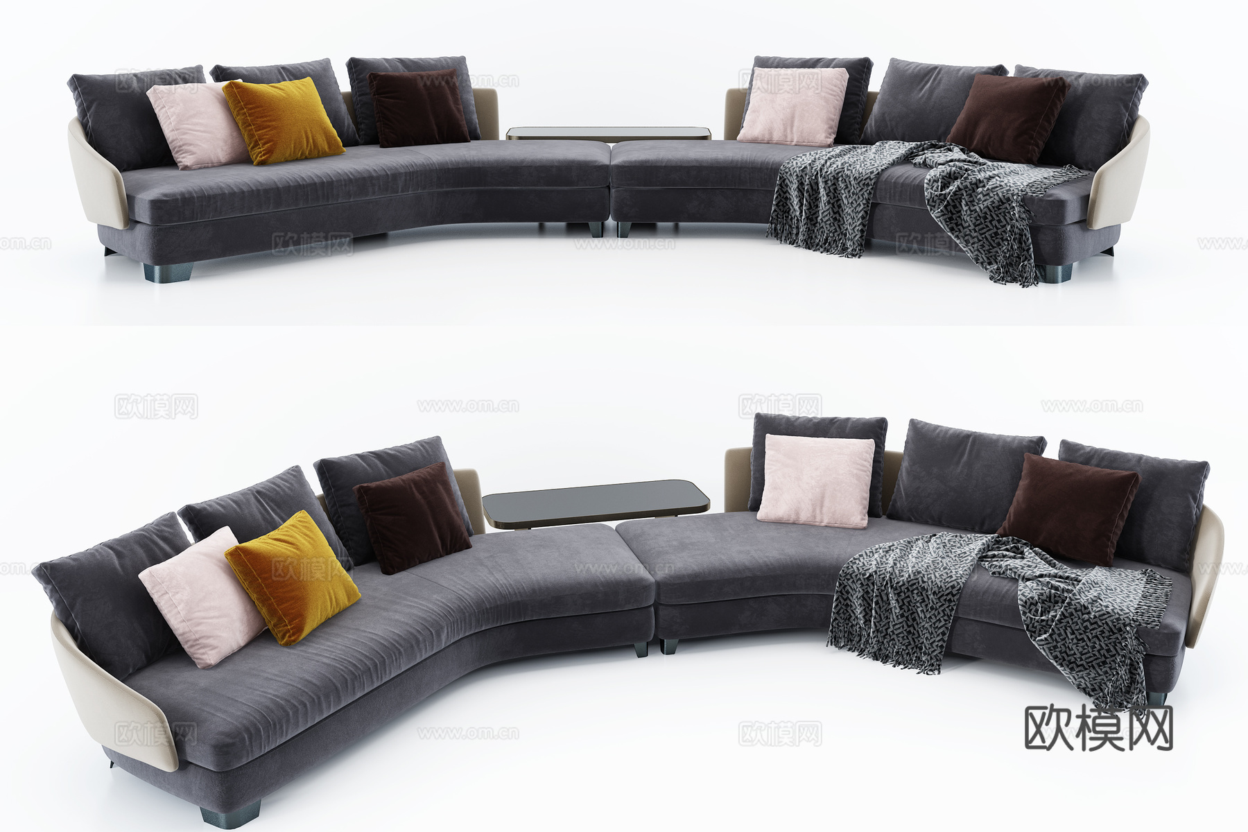意大利 米洛提 minotti 现代布艺异形沙发su模型下载