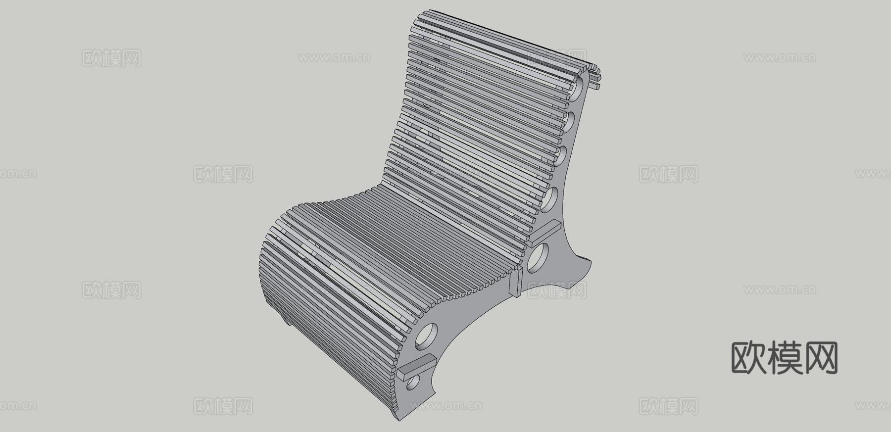 现代创意坐凳公用椅su模型下载下载（渲染图3）