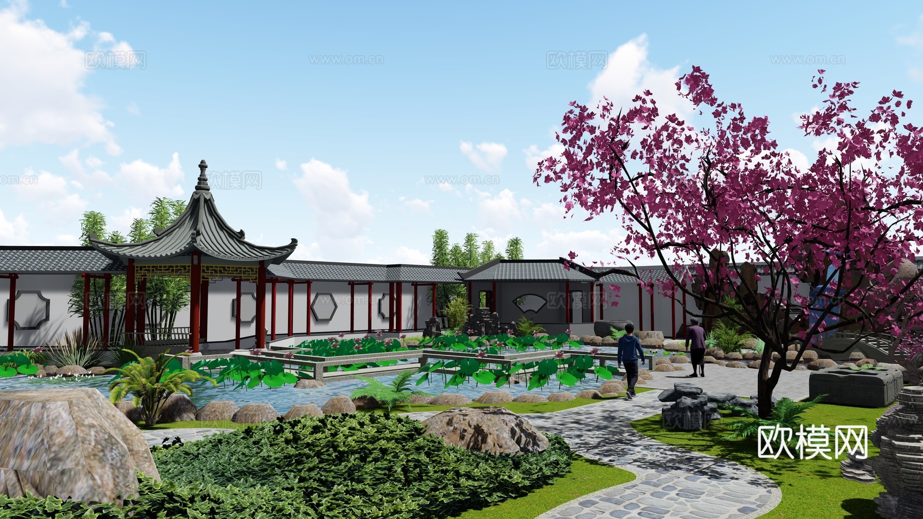 中式乡村庭院 花园su模型下载