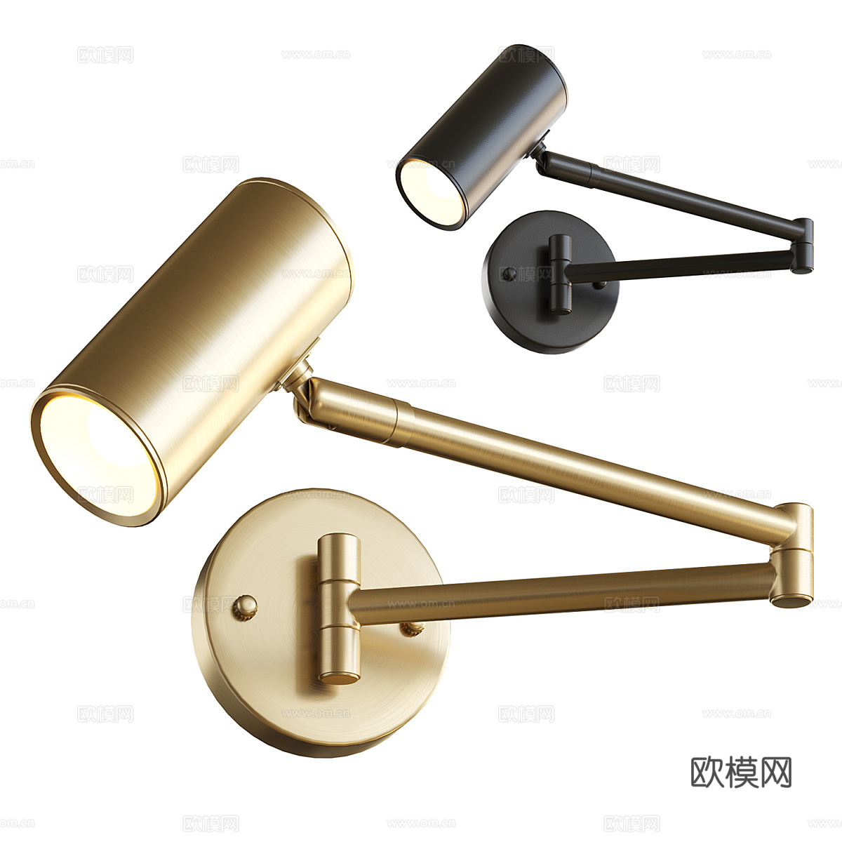 现代轻奢极简可伸展金属装饰壁灯3d模型
