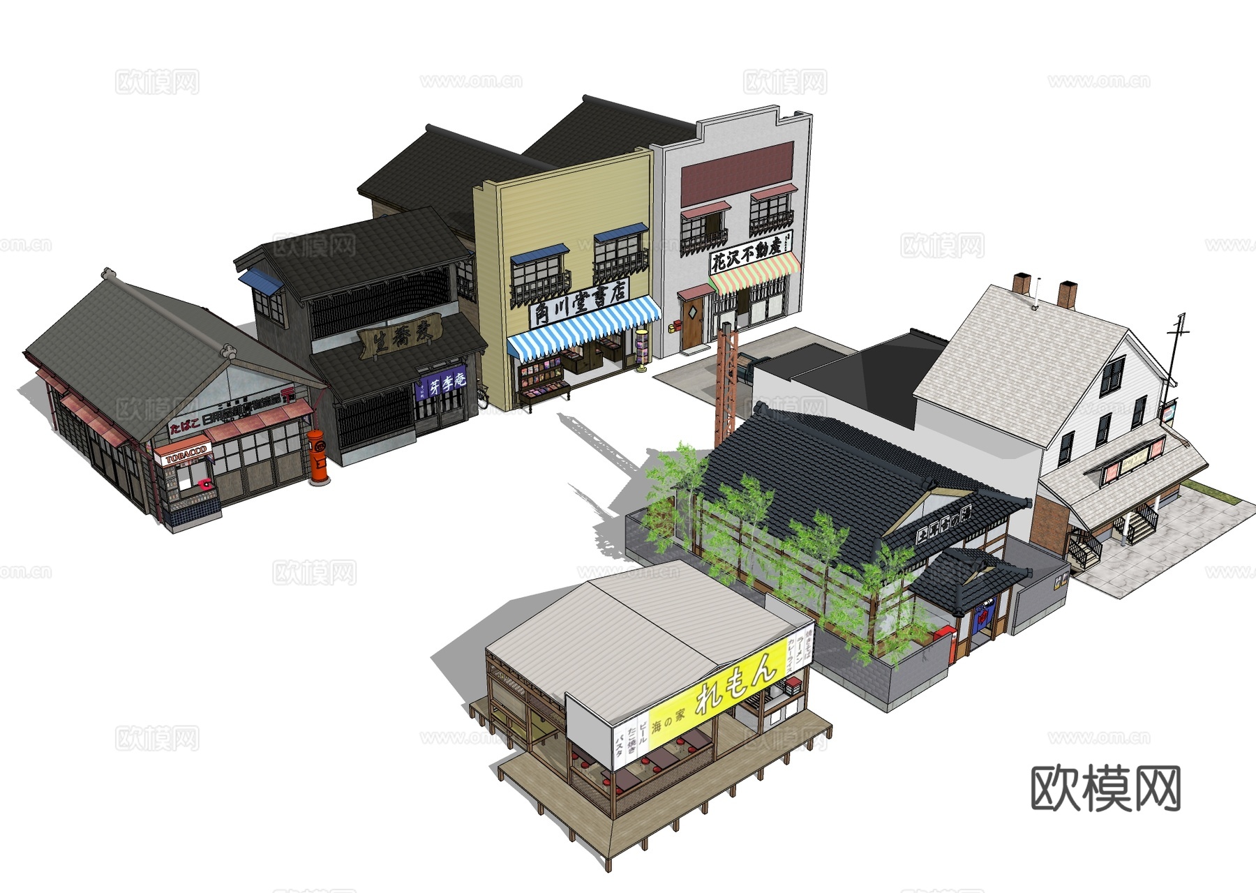 日式房屋 店铺店面su模型下载